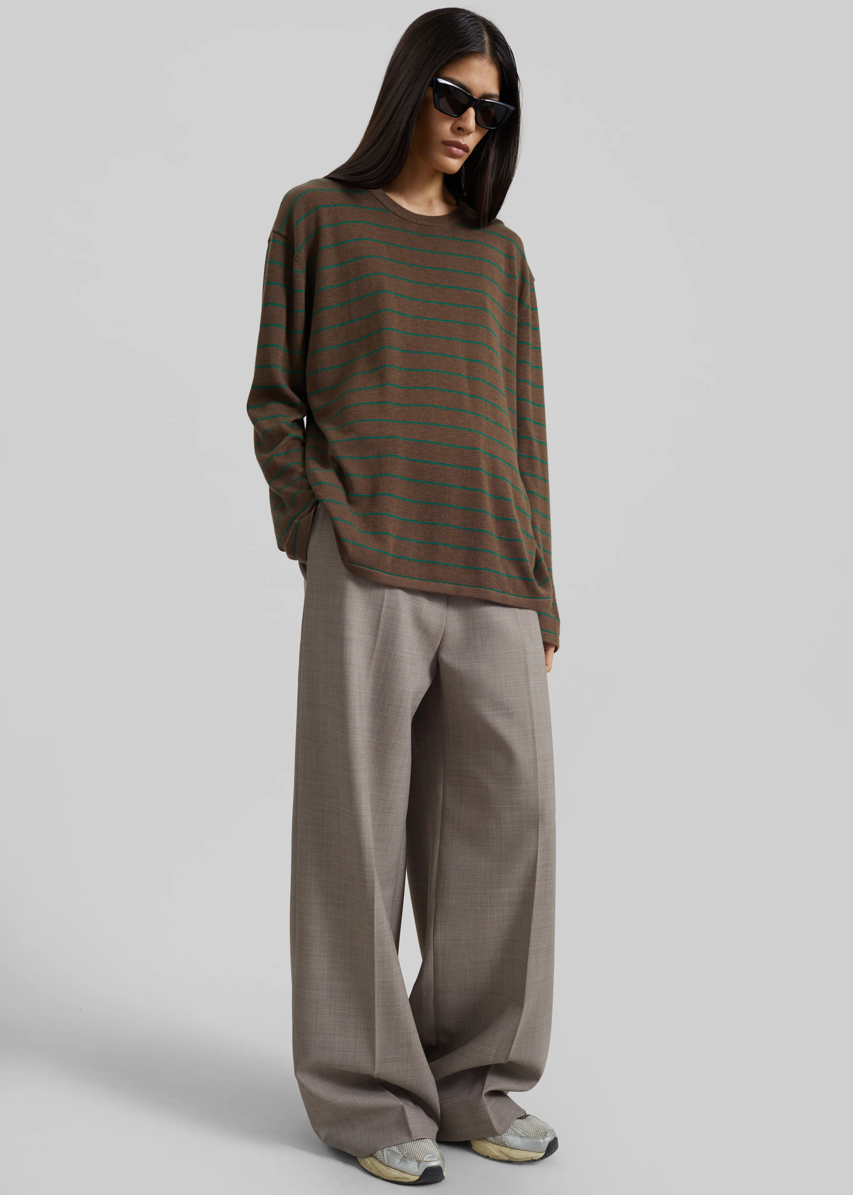 Sena Knit Pullover - Brown/Green Stripe - Image 2