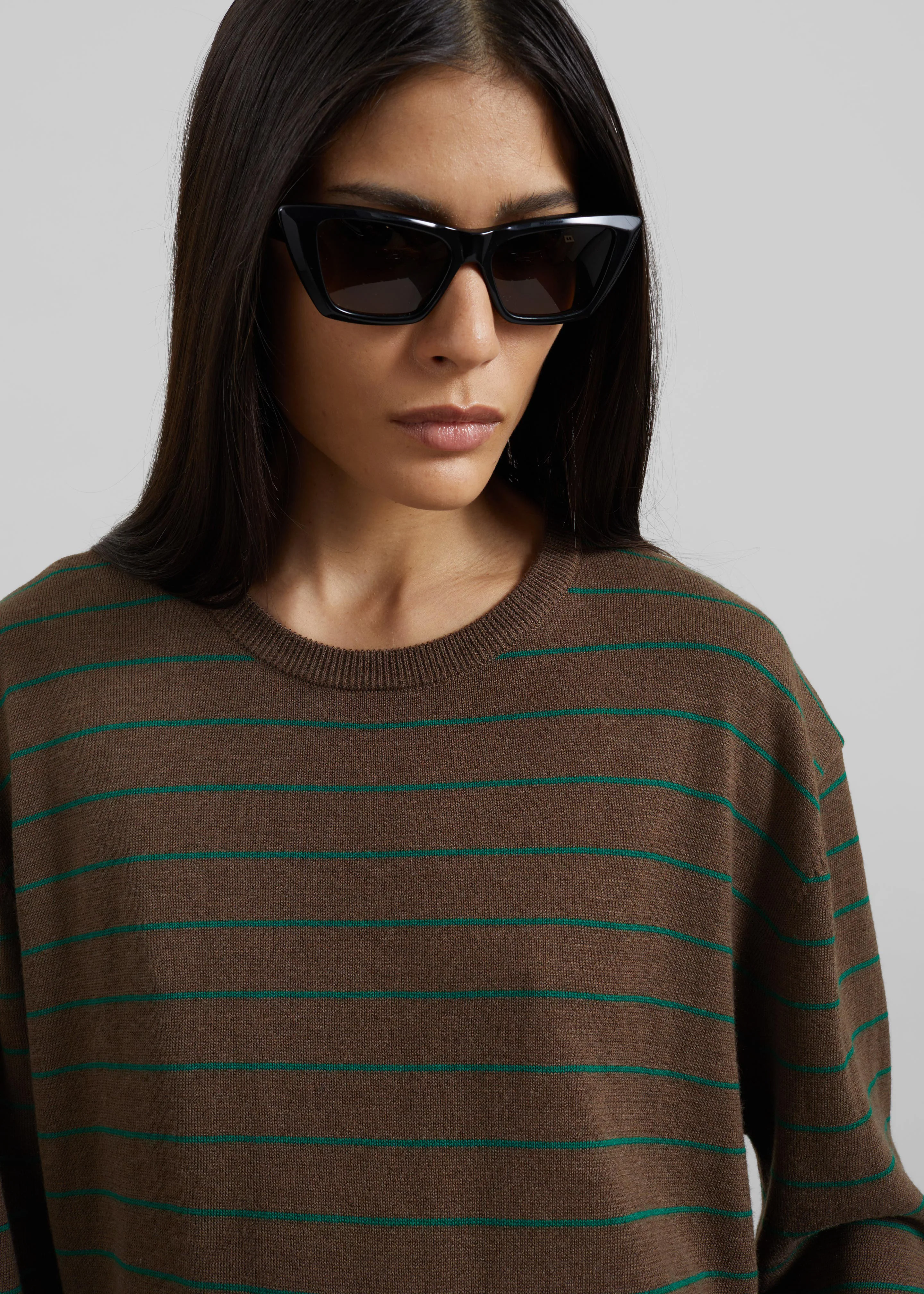 Sena Knit Pullover - Brown/Green Stripe - Image 3