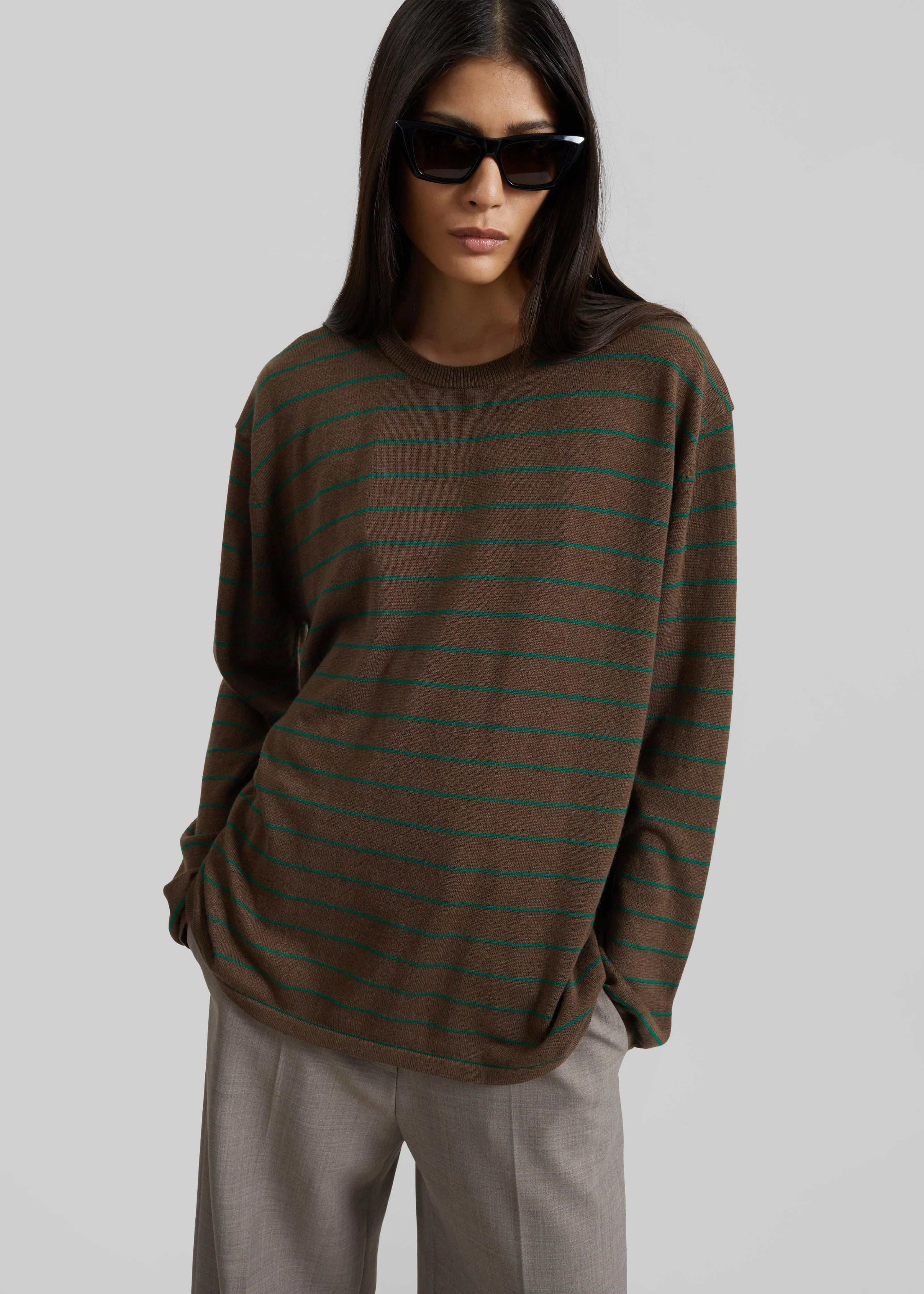 Sena Knit Pullover - Brown/Green Stripe - Image 5