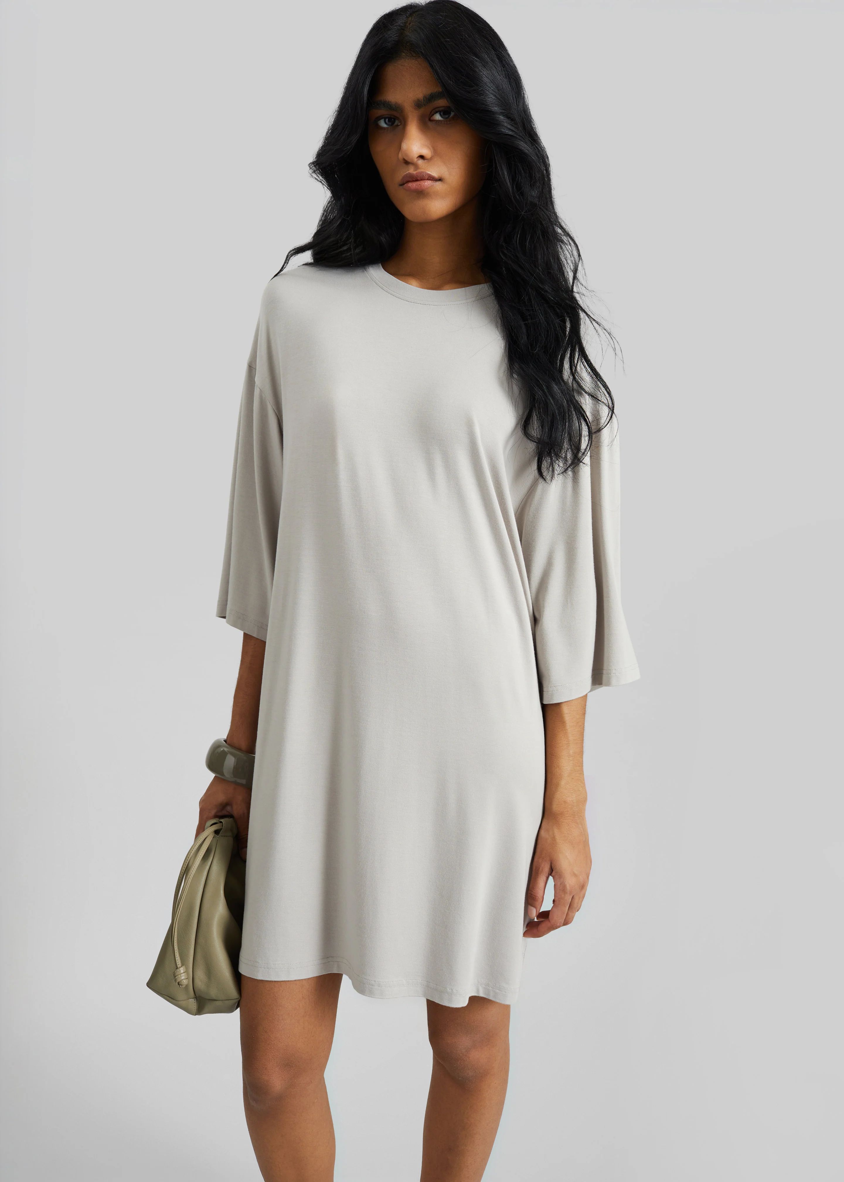 Sian Oversized T-Shirt Dress - Slate Grey - Image 3