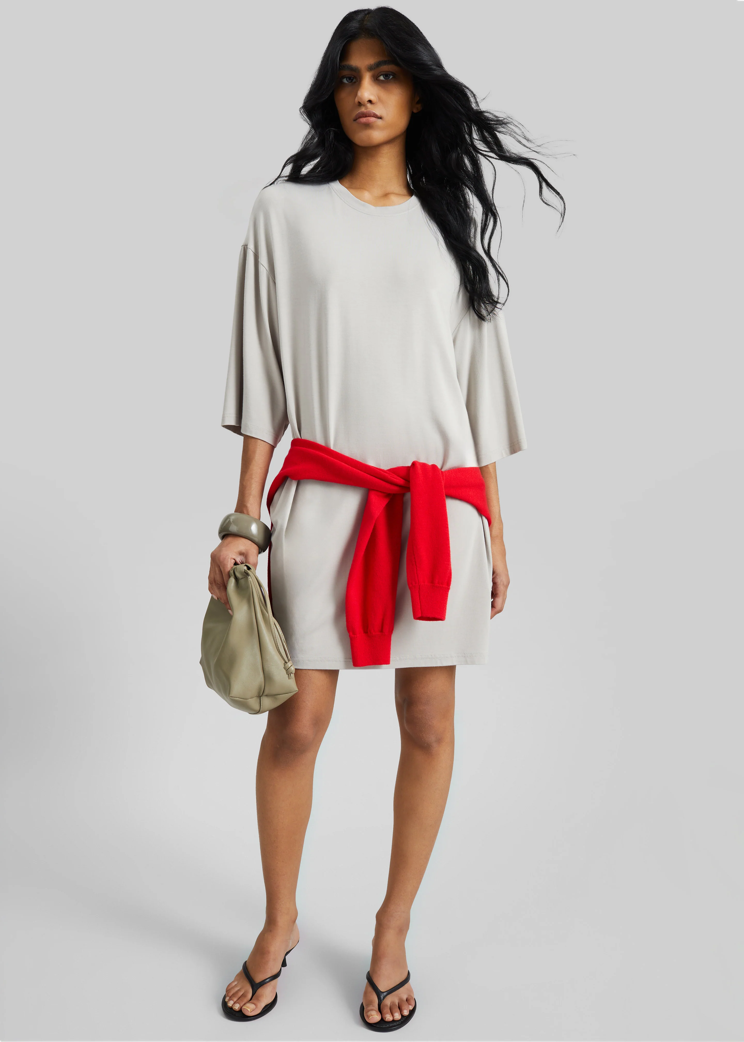 Sian Oversized T-Shirt Dress - Slate Grey - Image 4
