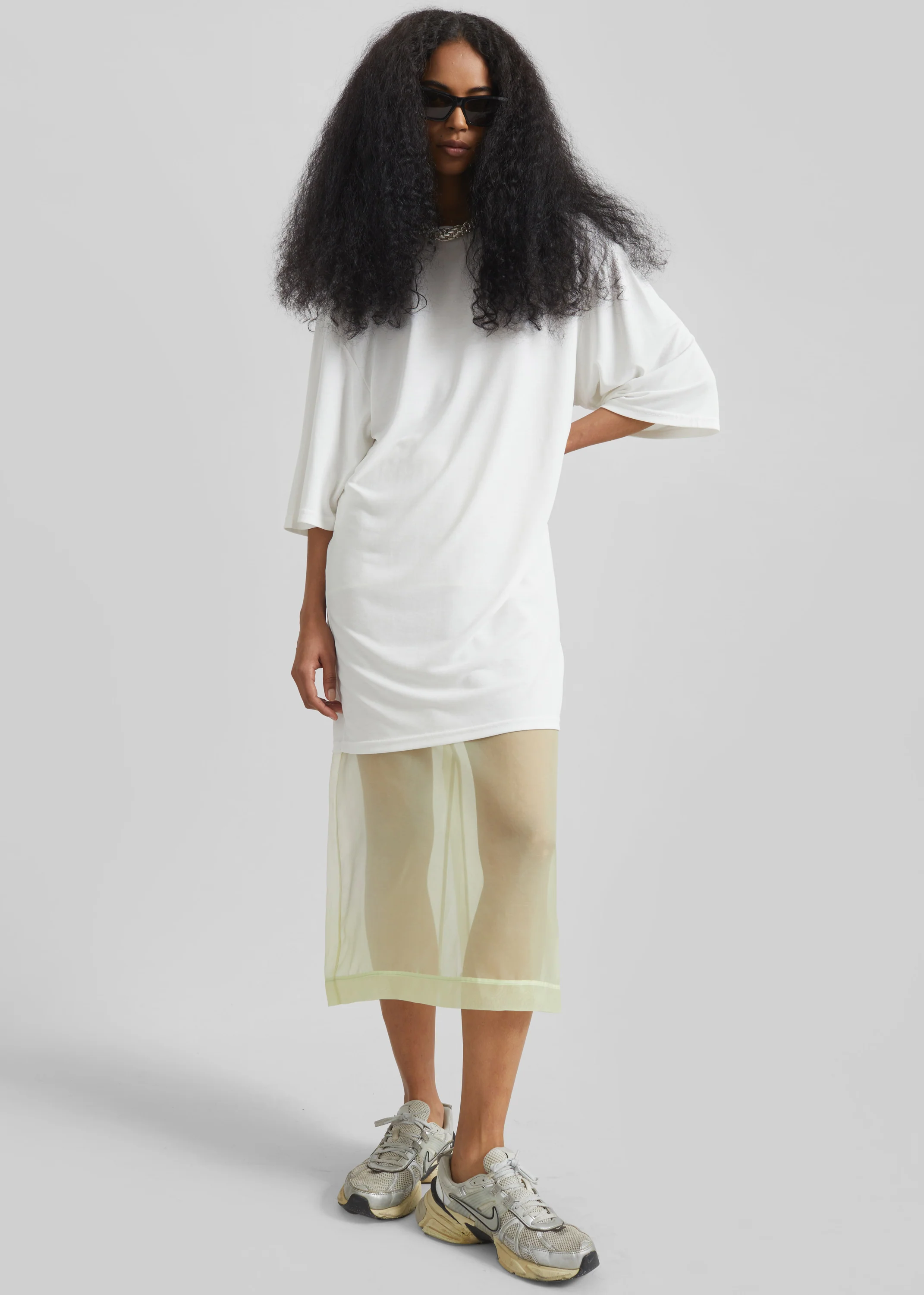 Sian Oversized T-Shirt Dress - White - Image 3