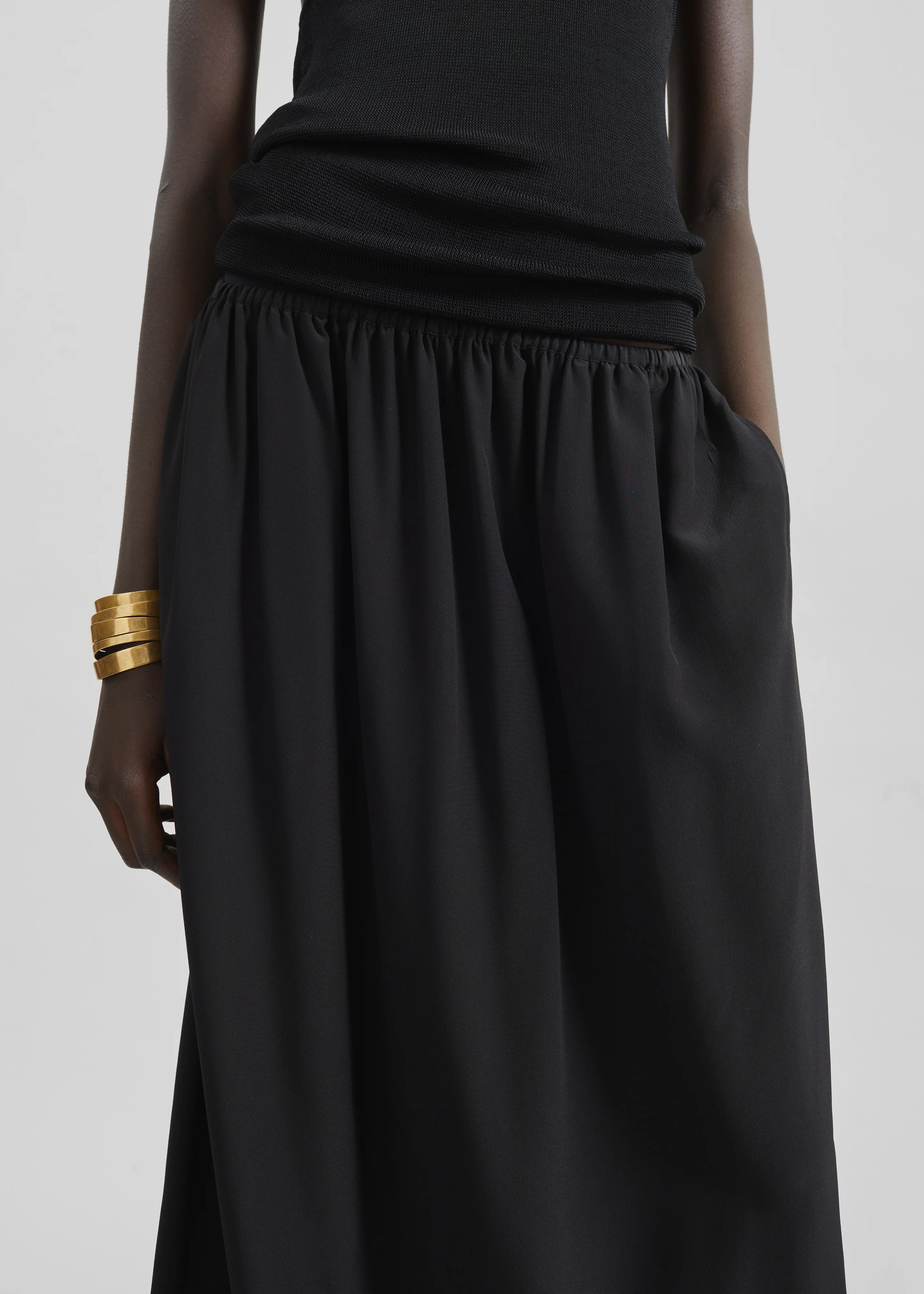 Sibena Silk Maxi Skirt - Black - Image 3