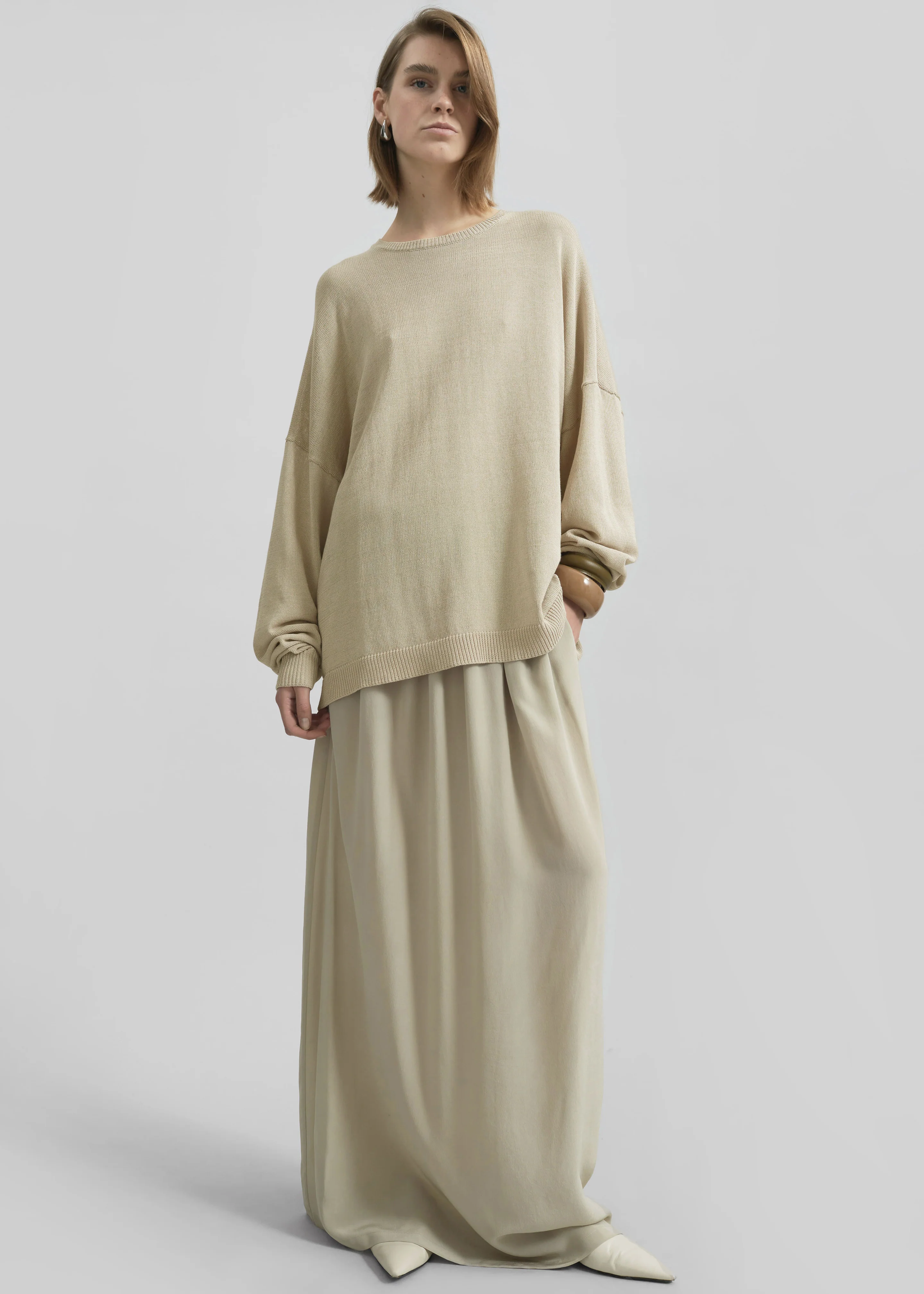 Sibena Silk Maxi Skirt - Cement - Image 4