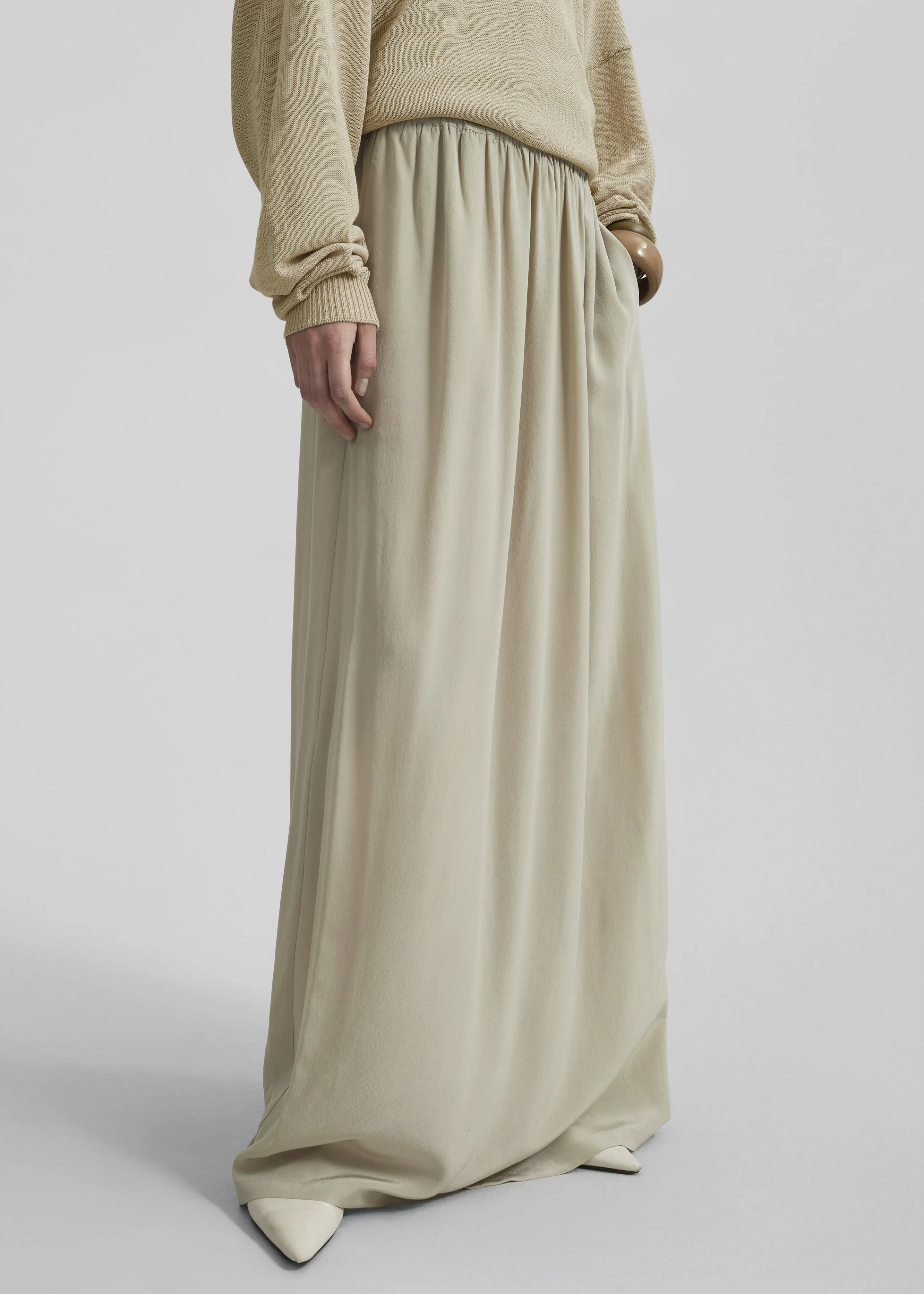 Sibena Silk Maxi Skirt - Cement - Image 5