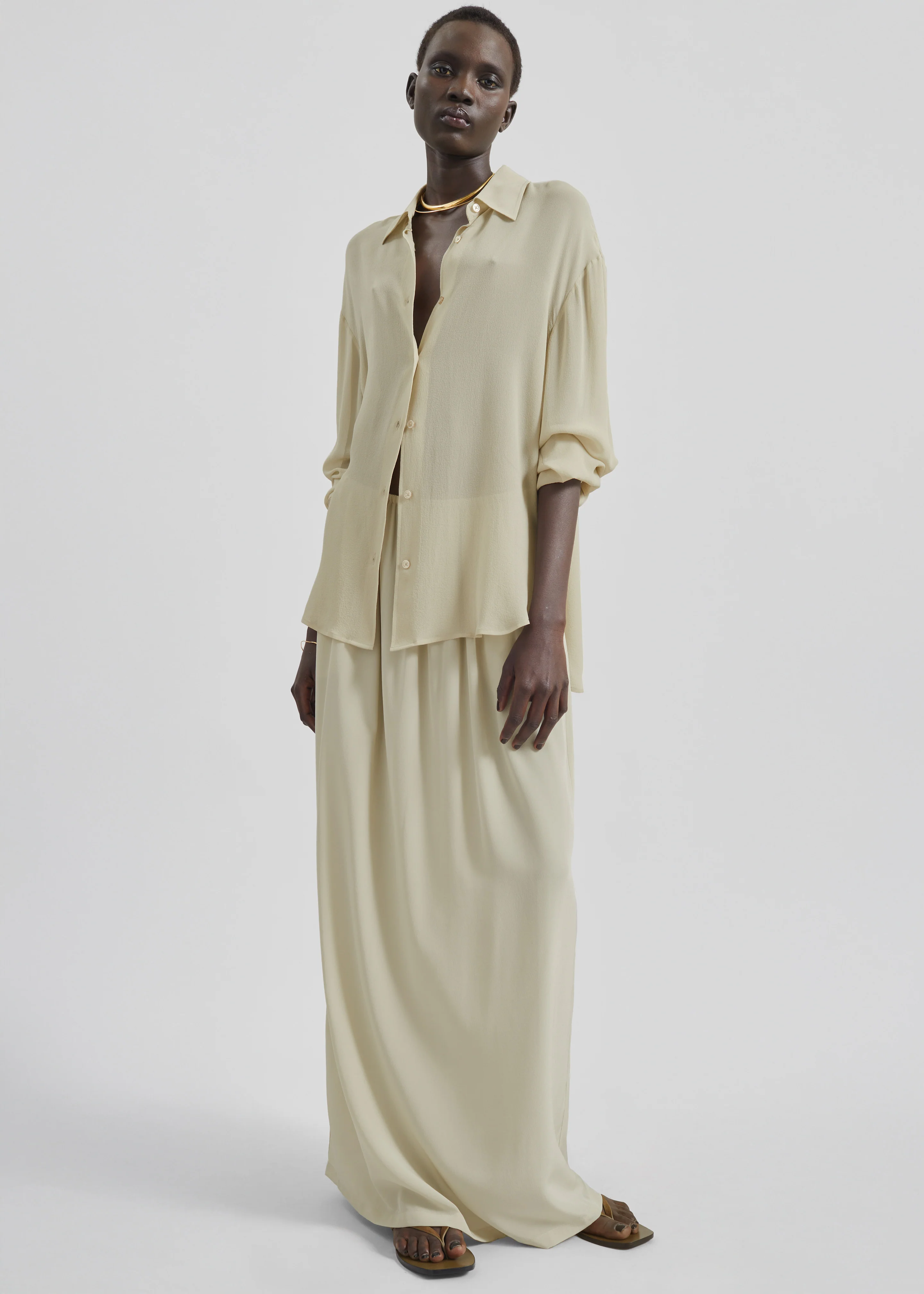 Sibena Silk Maxi Skirt - Cement - Image 8