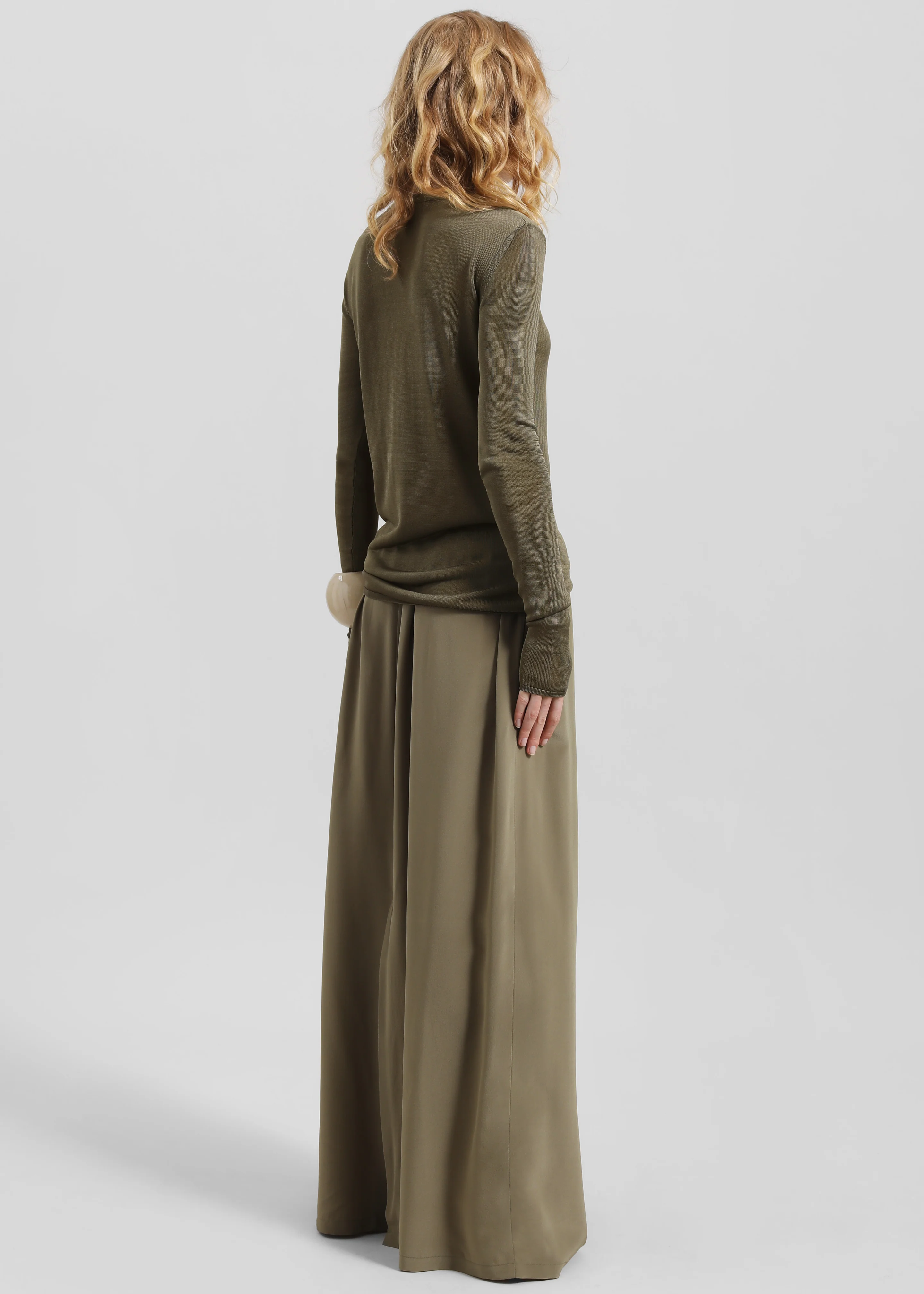 Sibena Silk Maxi Skirt - Khaki - Image 8