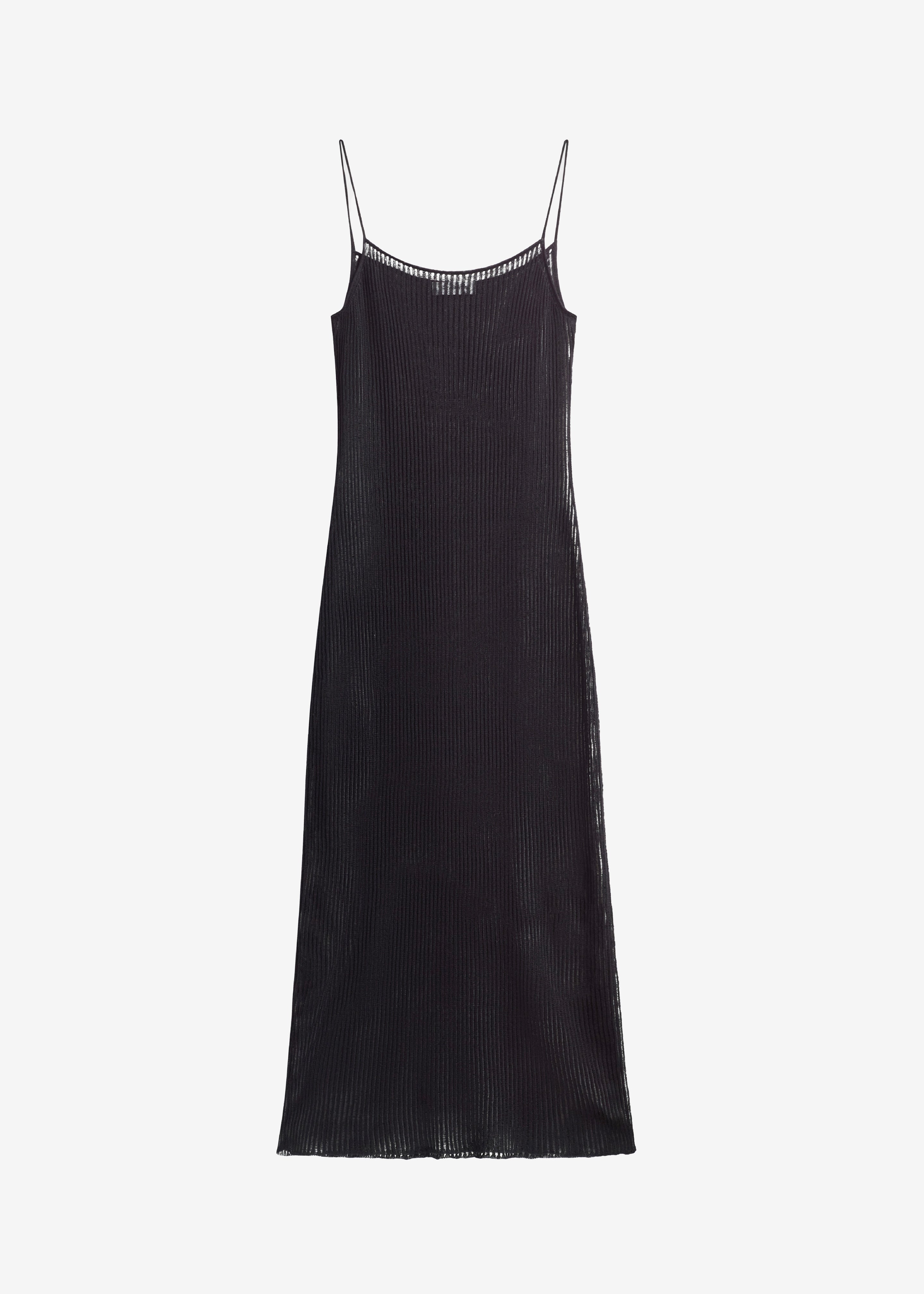 Sienna Semi Sheer Ribbed Dress - Black - Image 8