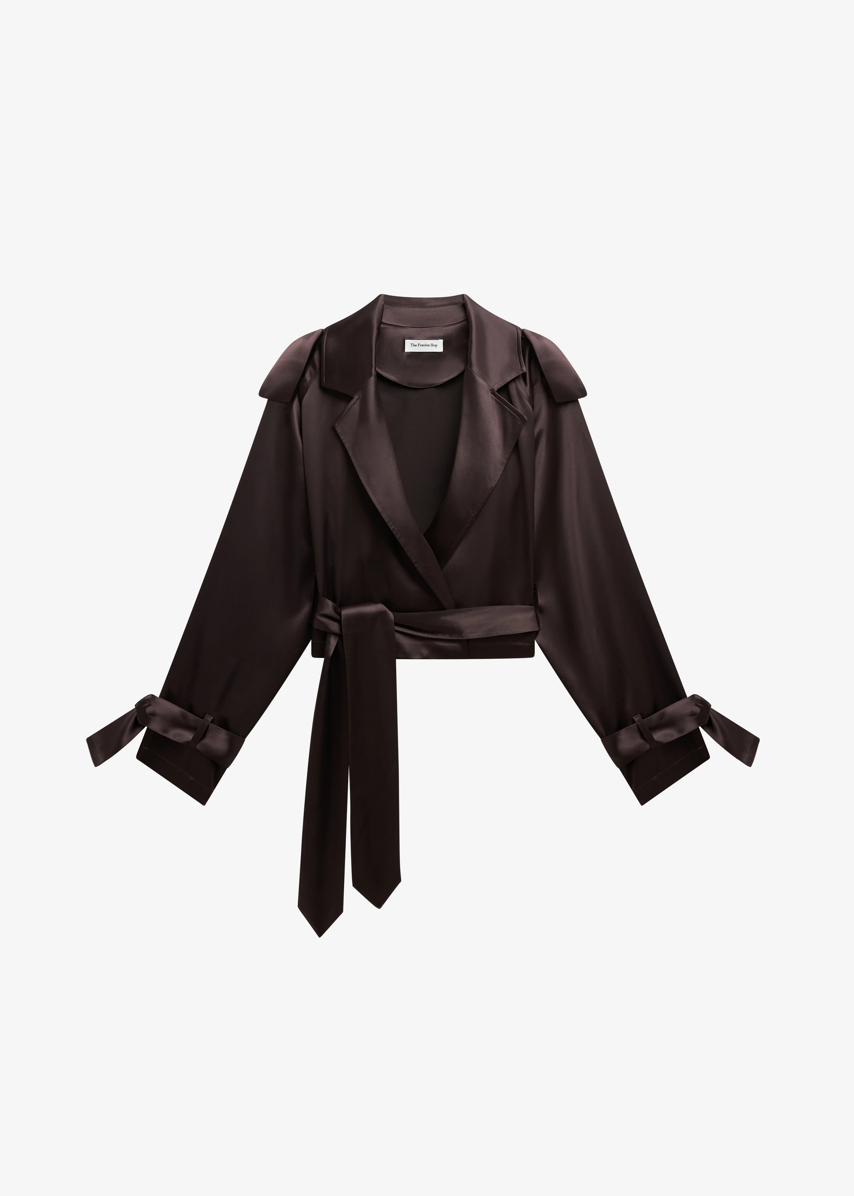 Simona Satin Short Trench - Dark Brown - Image 7