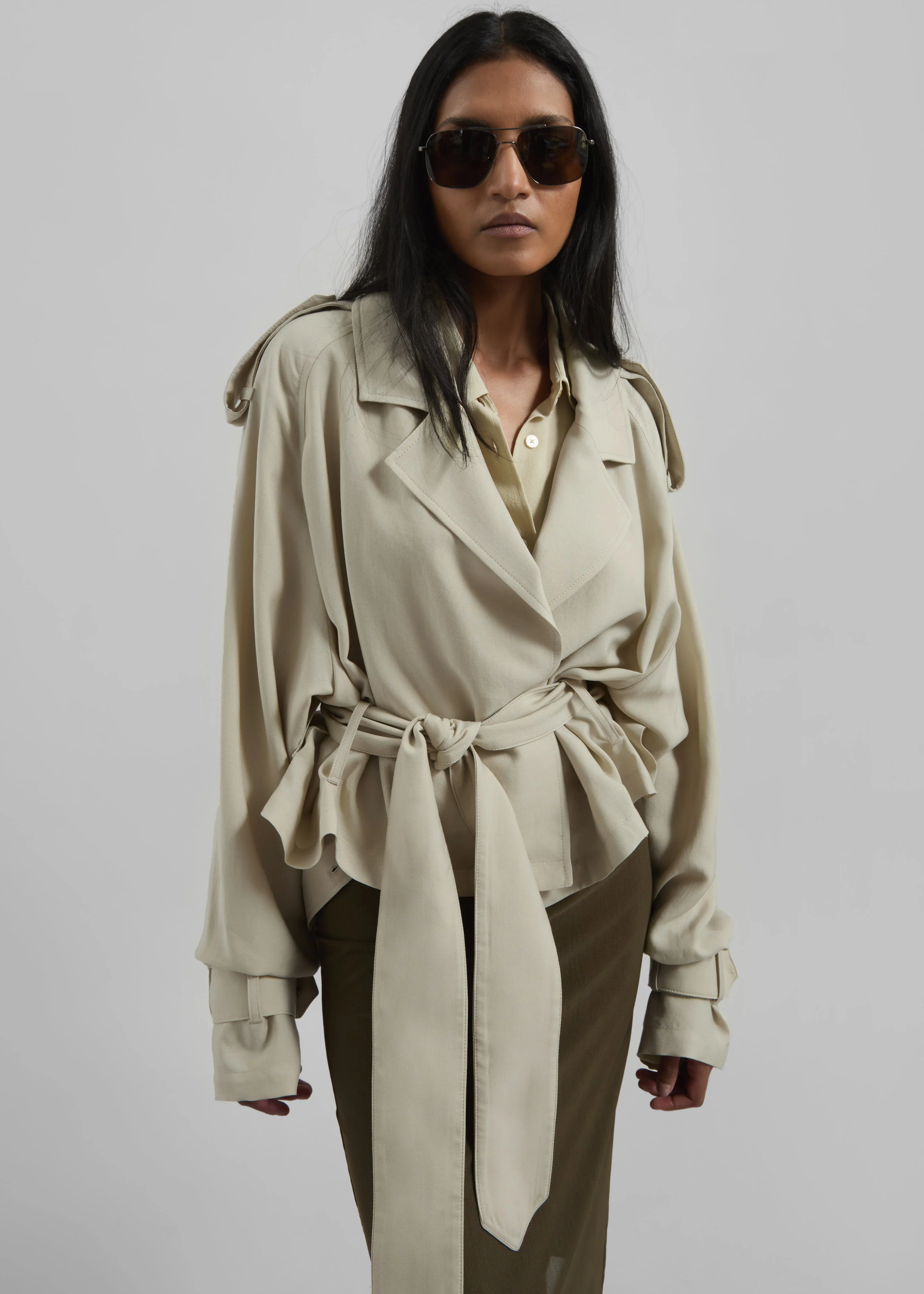 Simona Short Trench - Cement - Image 6