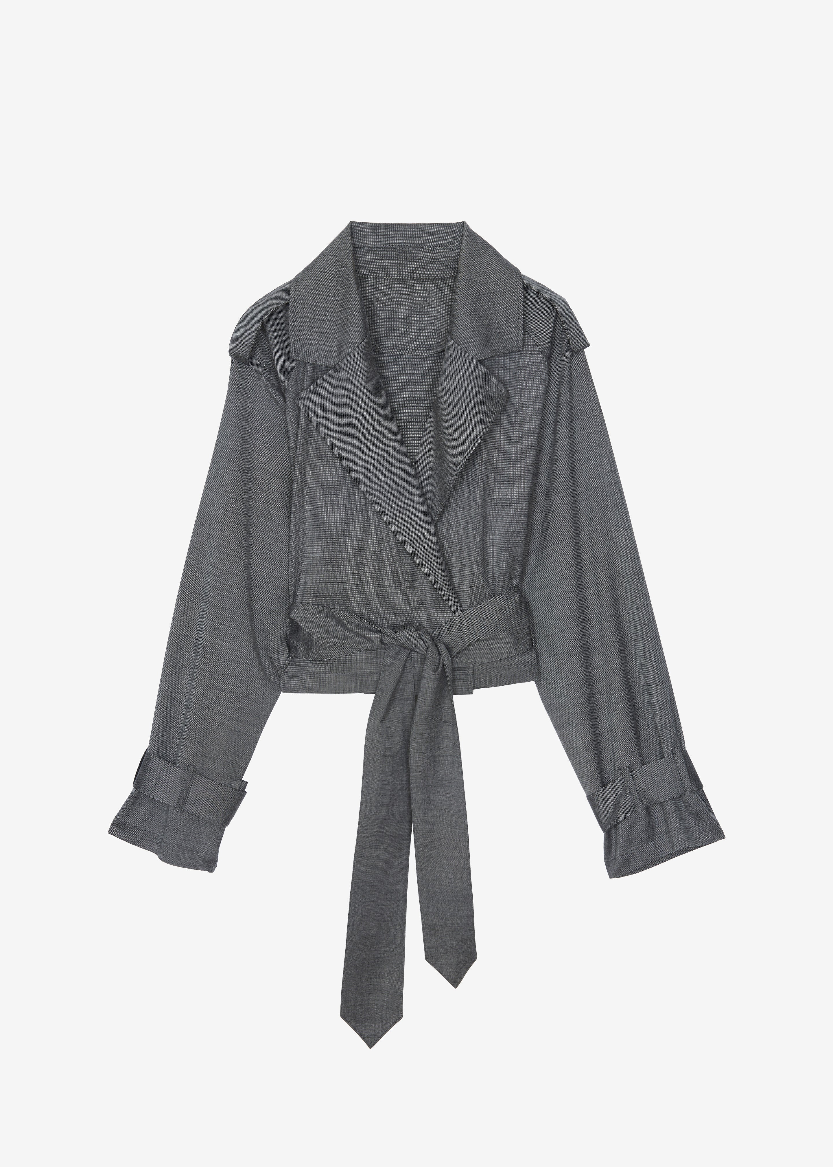 Simona Short Trench - Grey Melange - Image 10