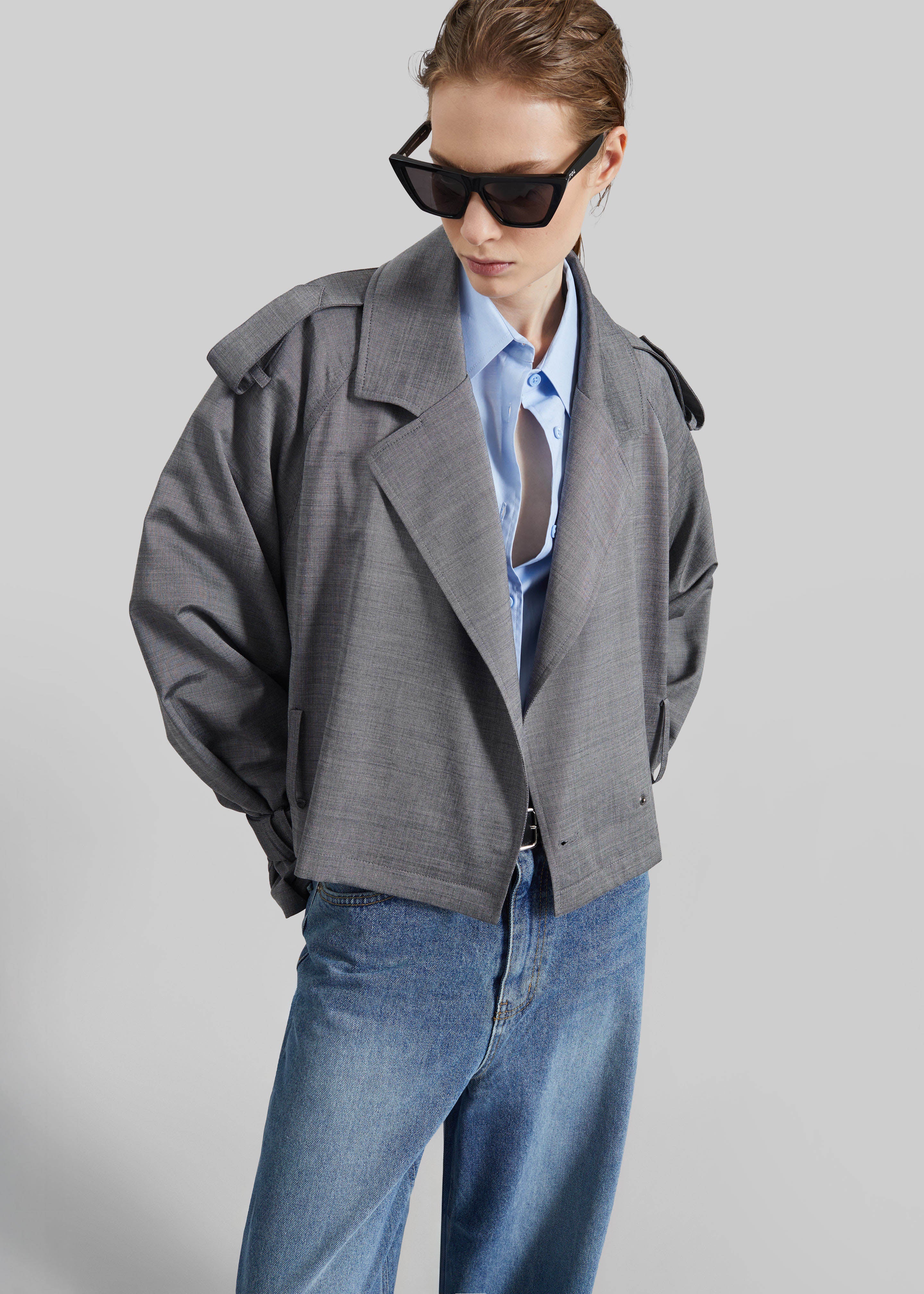 Simona Short Trench - Grey Melange - Image 8