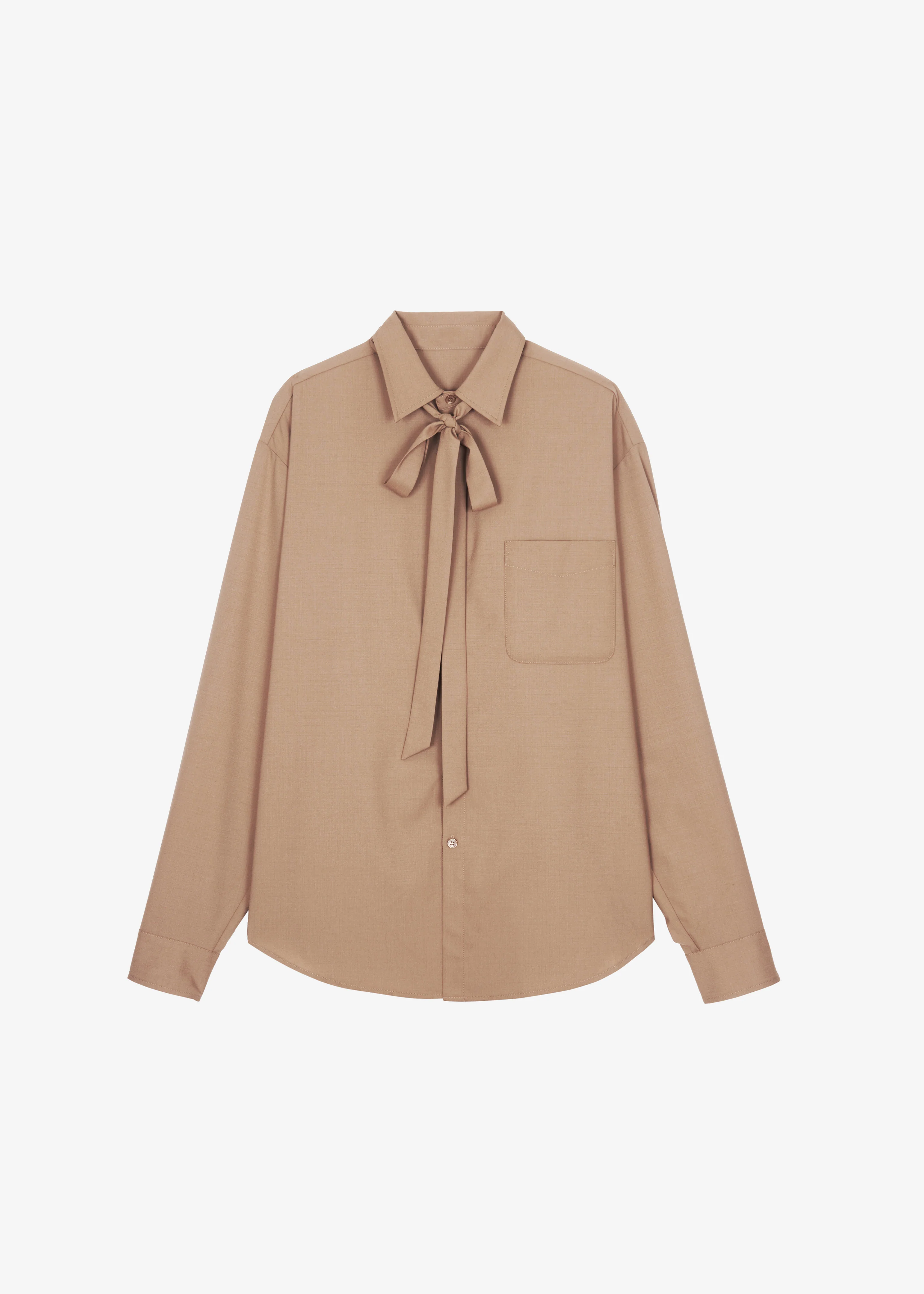 Sinclair Neck Tie Shirt - Camel - Image 10