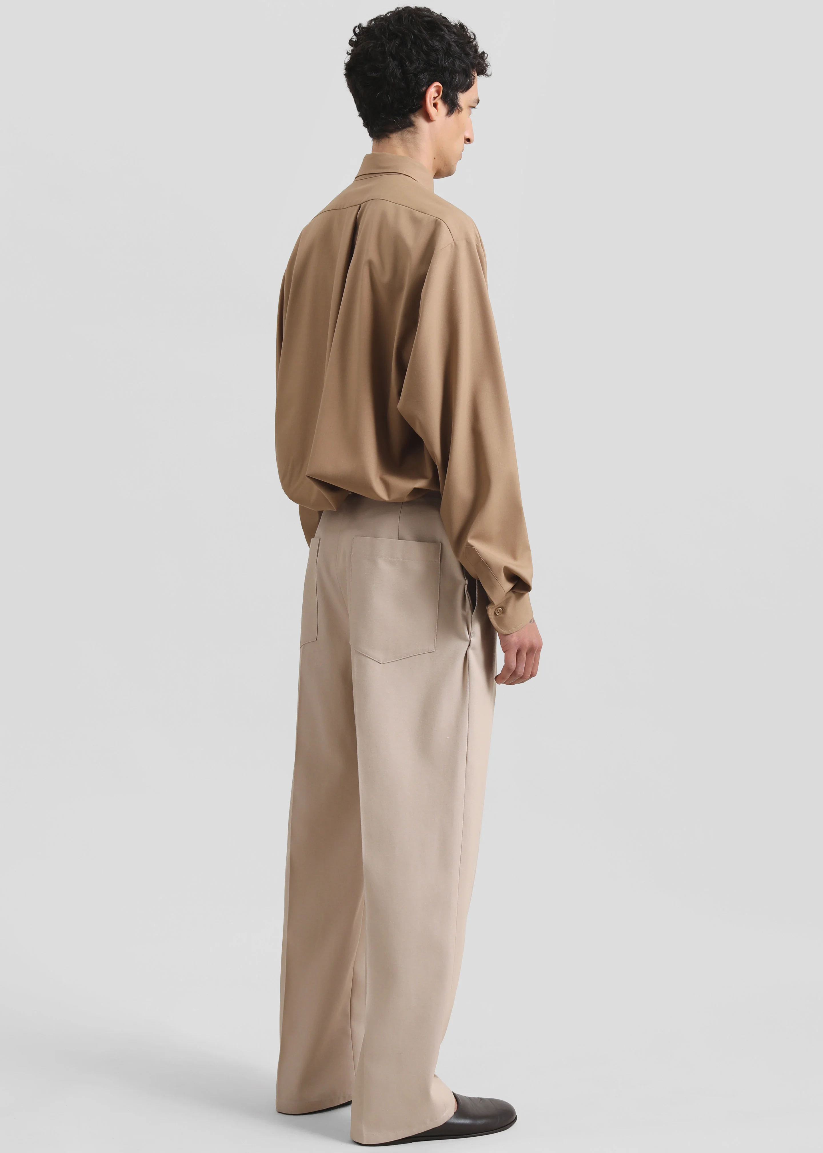 Sinclair Neck Tie Shirt - Camel - Image 9
