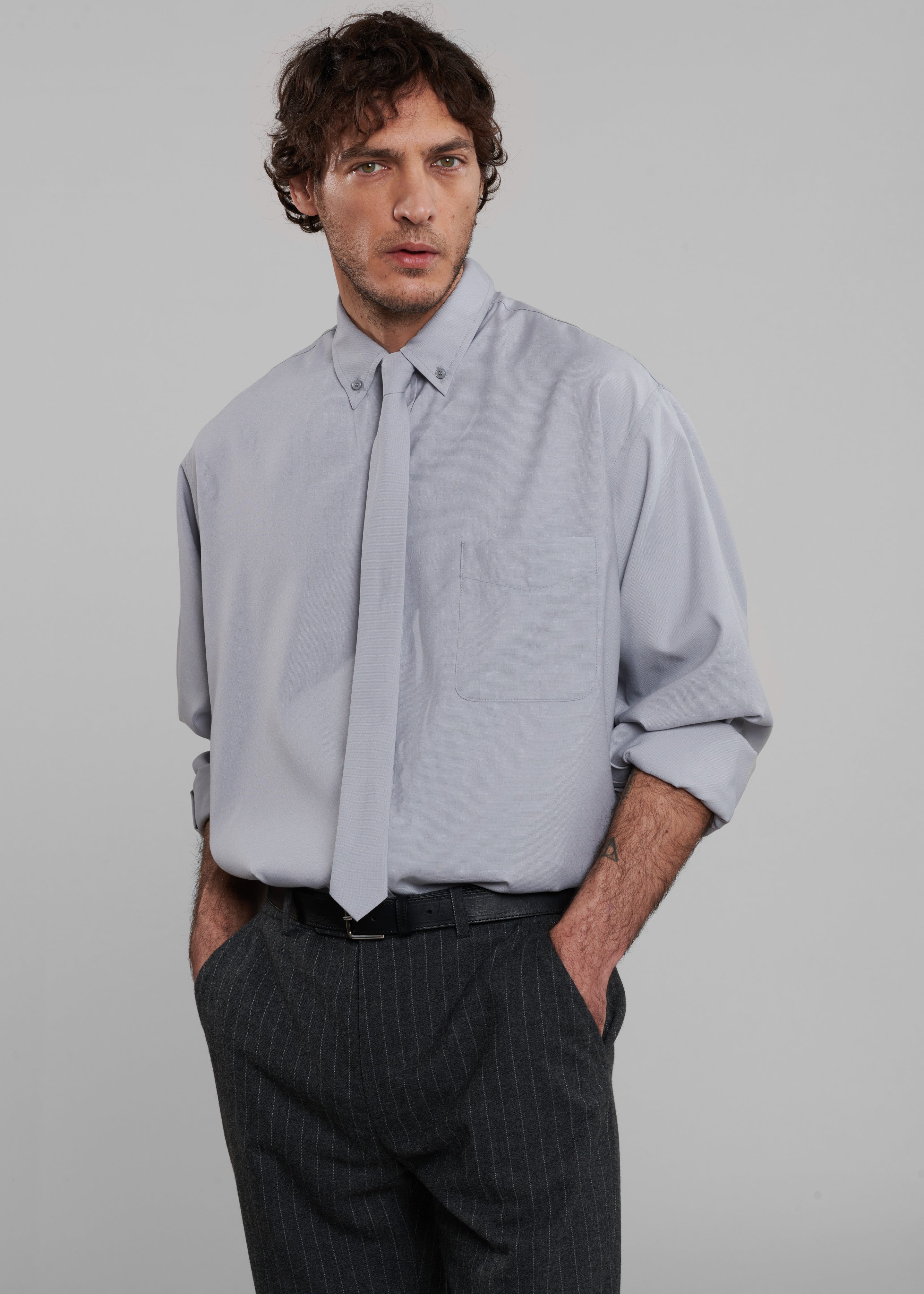 Sinclair Oxford Shirt - Grey - Image 4
