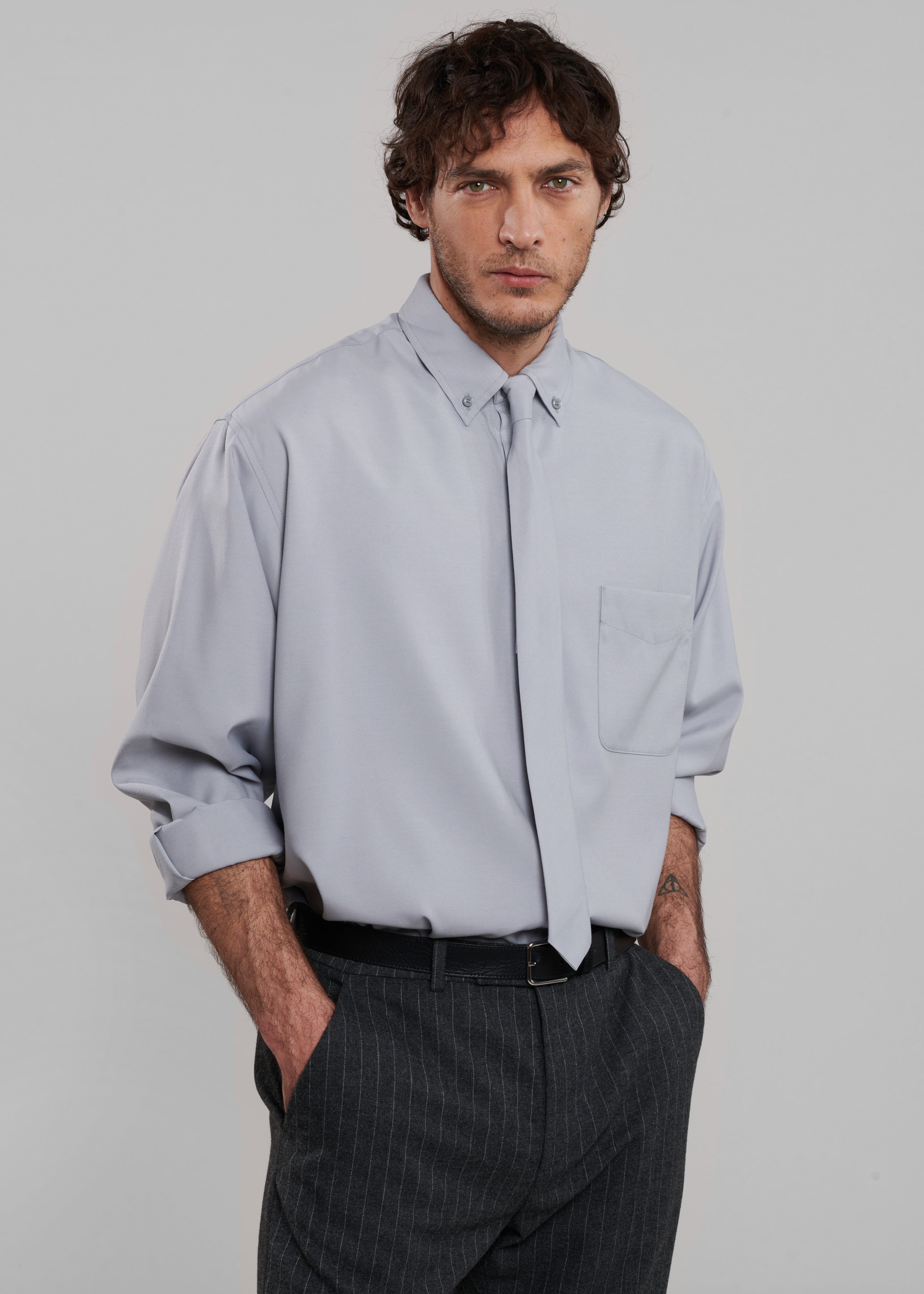 Sinclair Oxford Shirt - Grey - Image 8