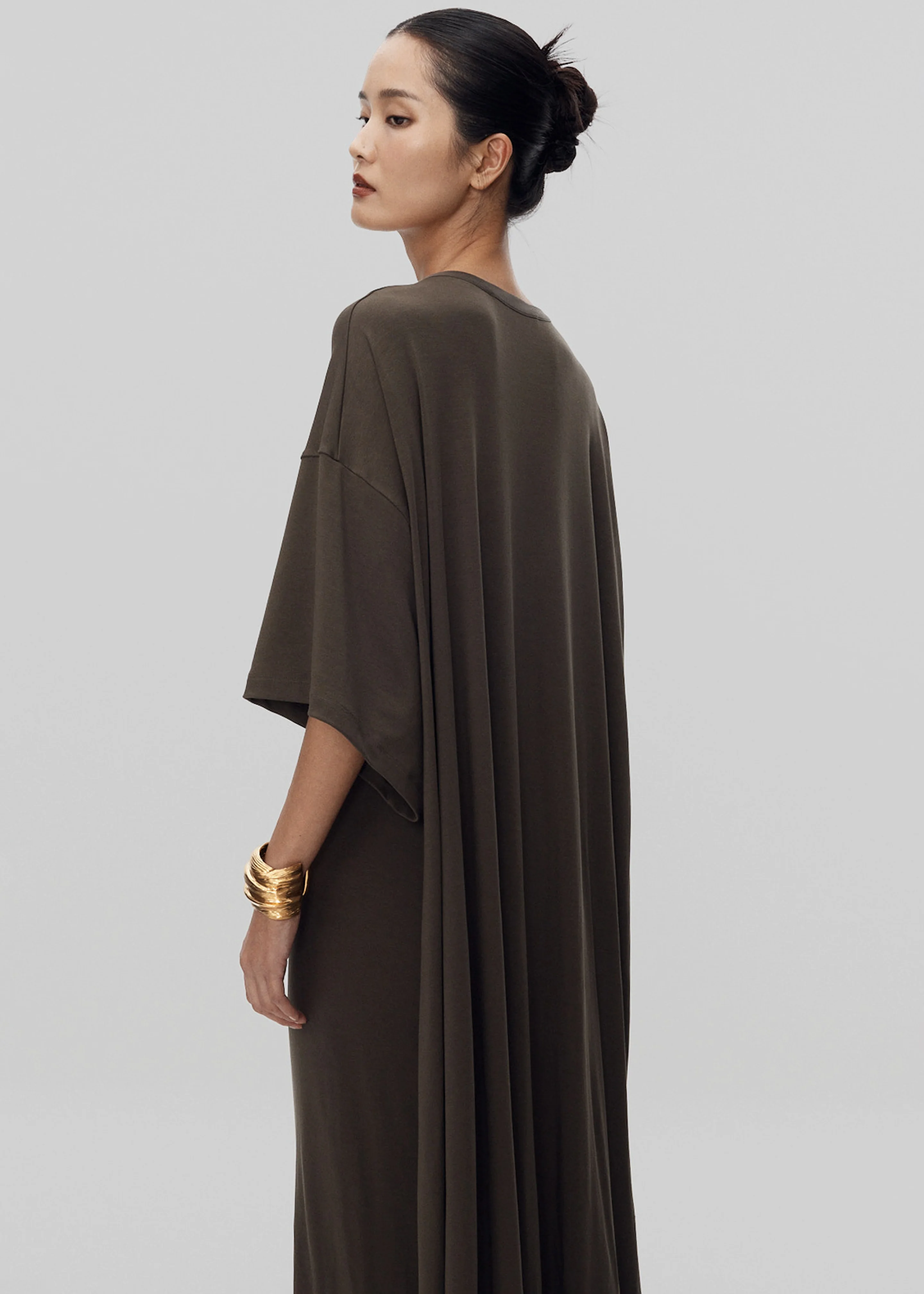 Sintra Jersey Draped Maxi Dress - Dark Olive