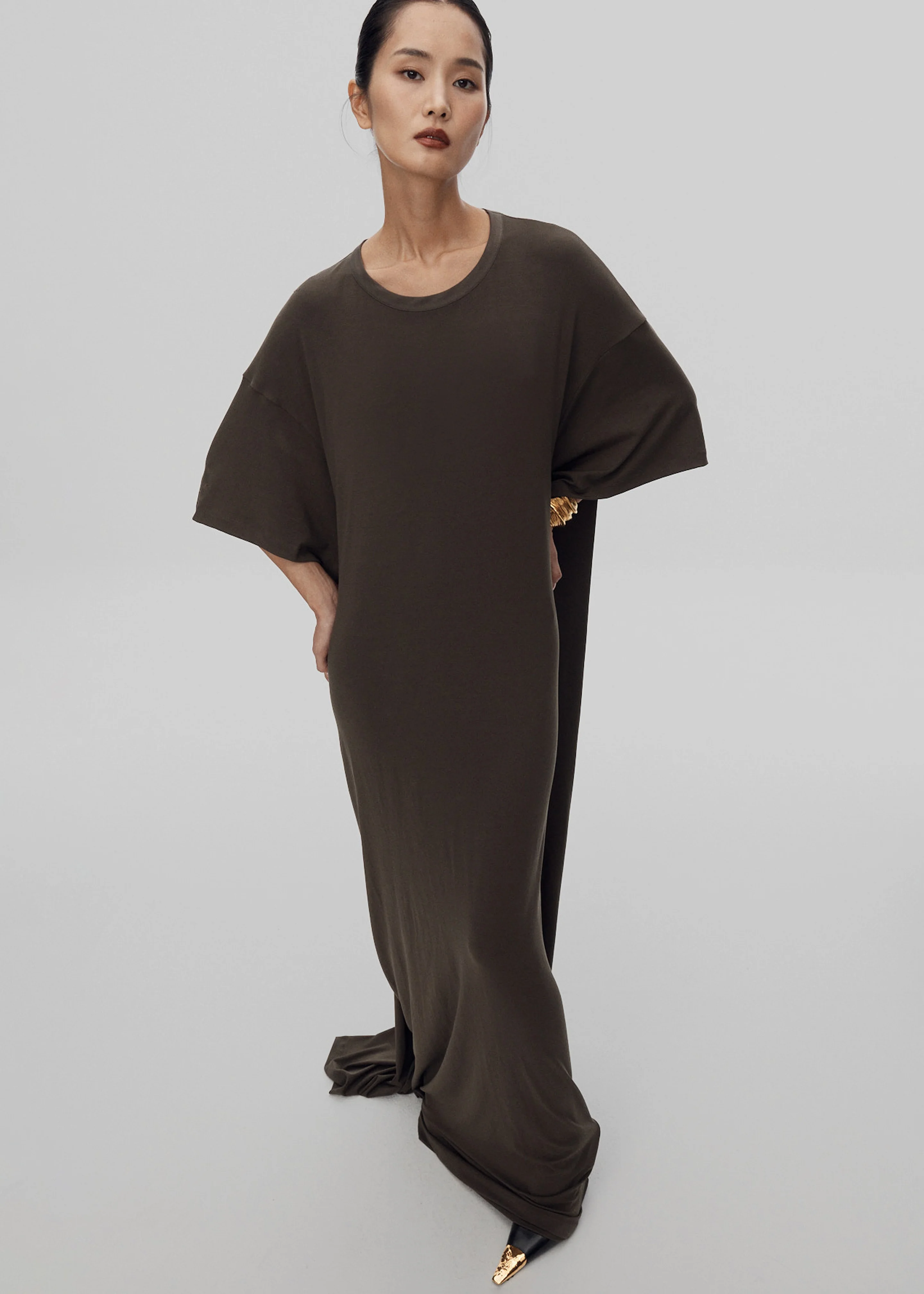 Sintra Jersey Draped Maxi Dress - Dark Olive - Image 2