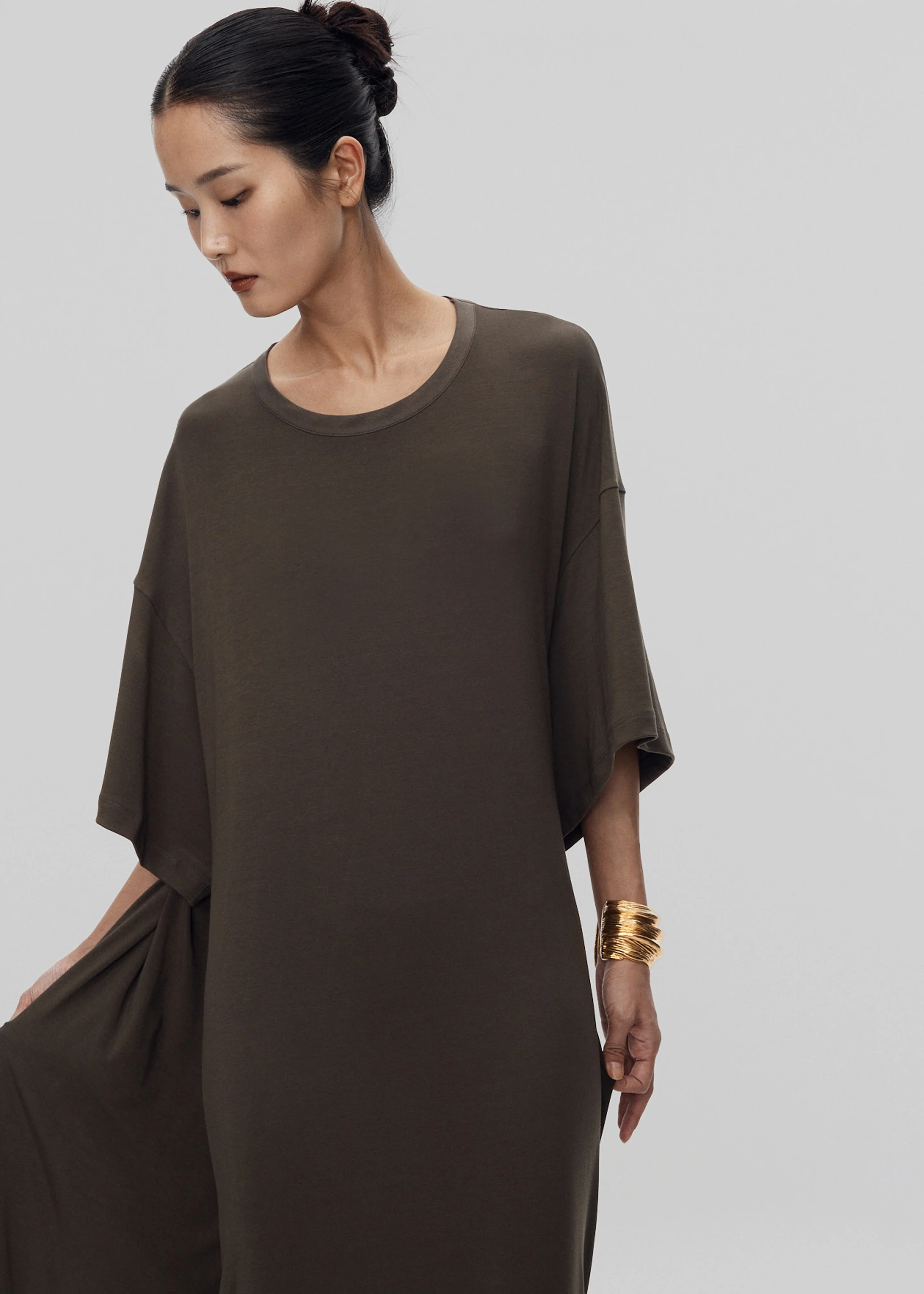 Sintra Jersey Draped Maxi Dress - Dark Olive - Image 4