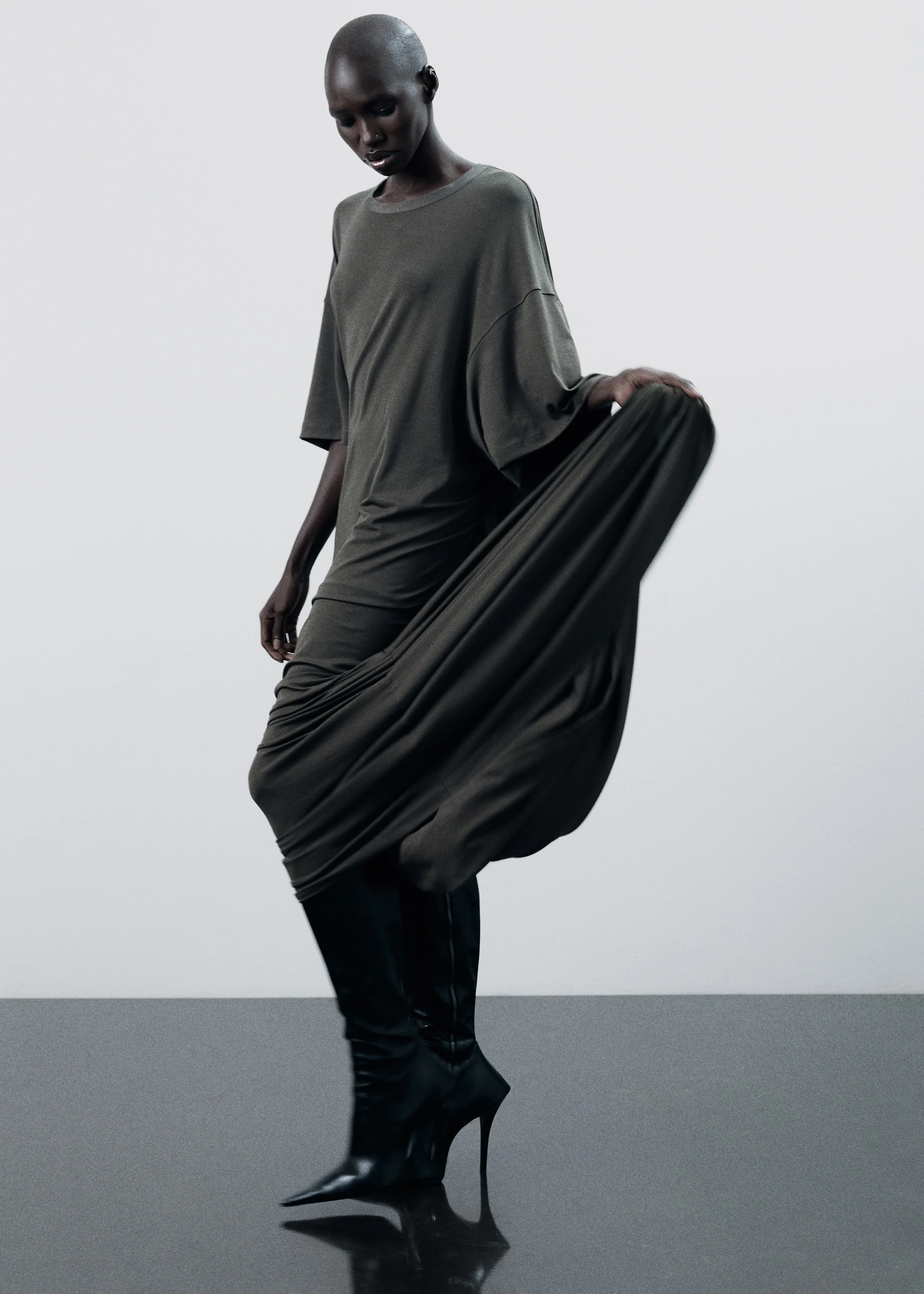 Sintra Jersey Draped Maxi Dress - Dark Olive - Image 6