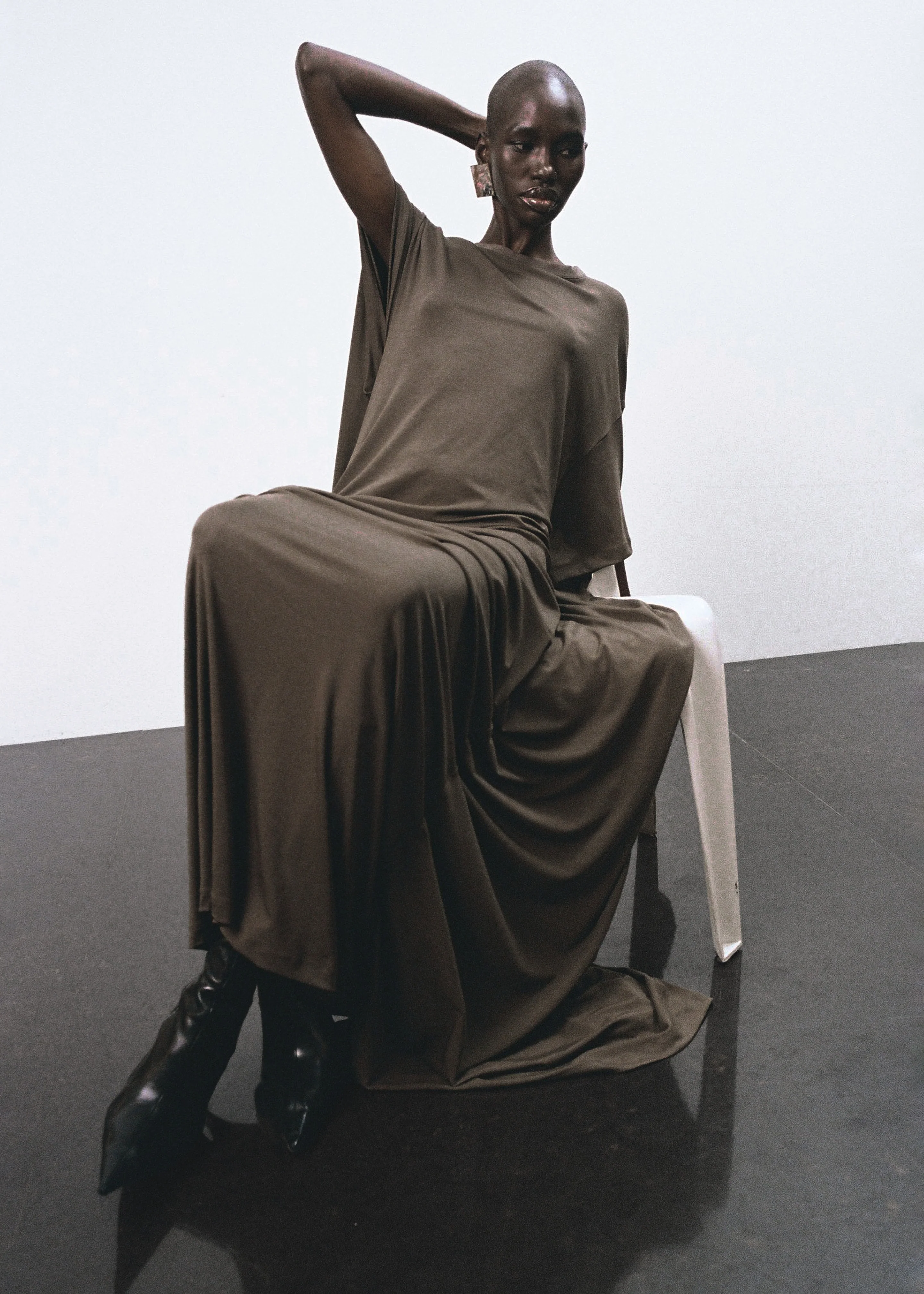 Sintra Jersey Draped Maxi Dress - Dark Olive - Image 7