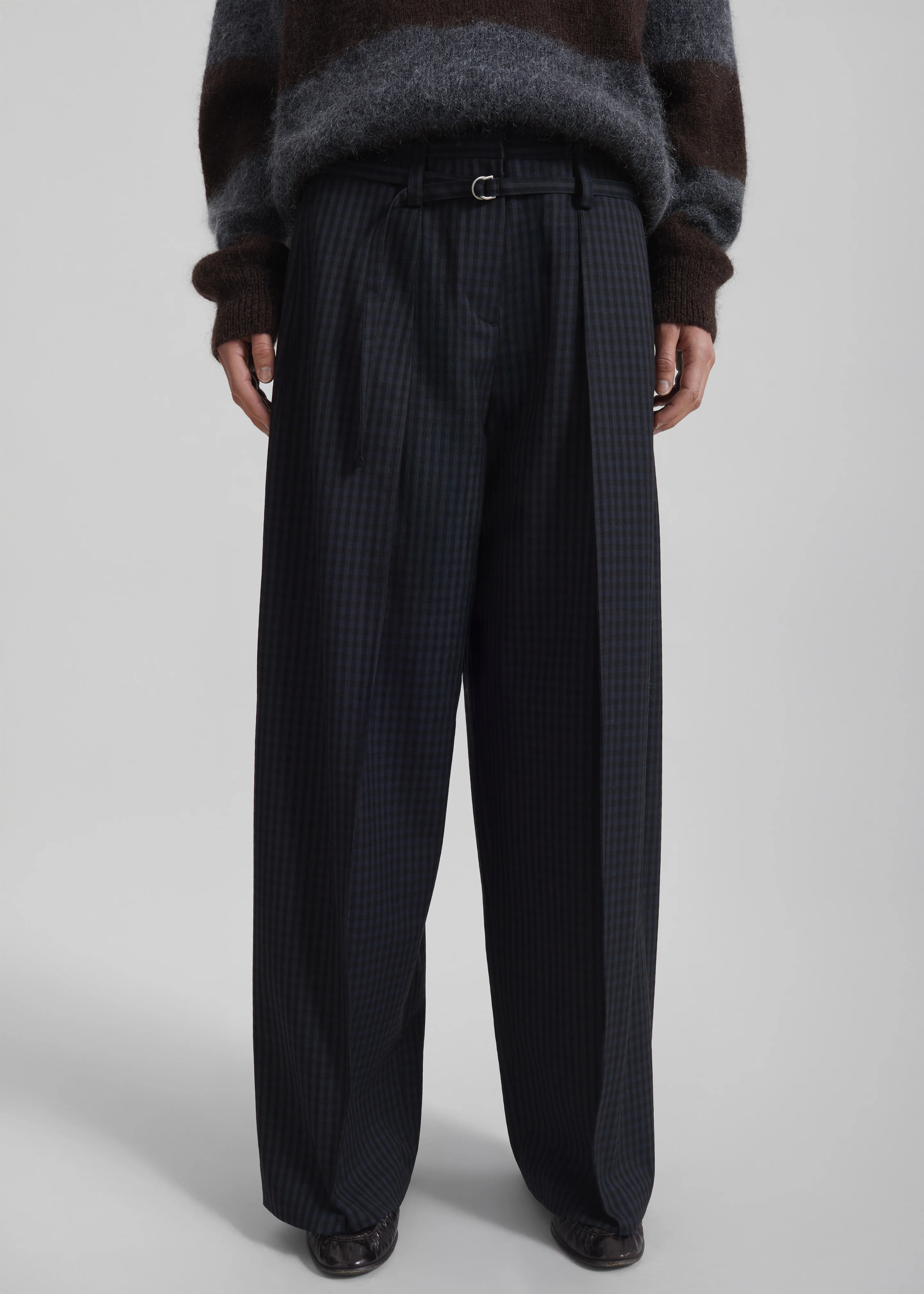 Sirsa Double Belt Loop Trousers - Black Plaid - Image 4