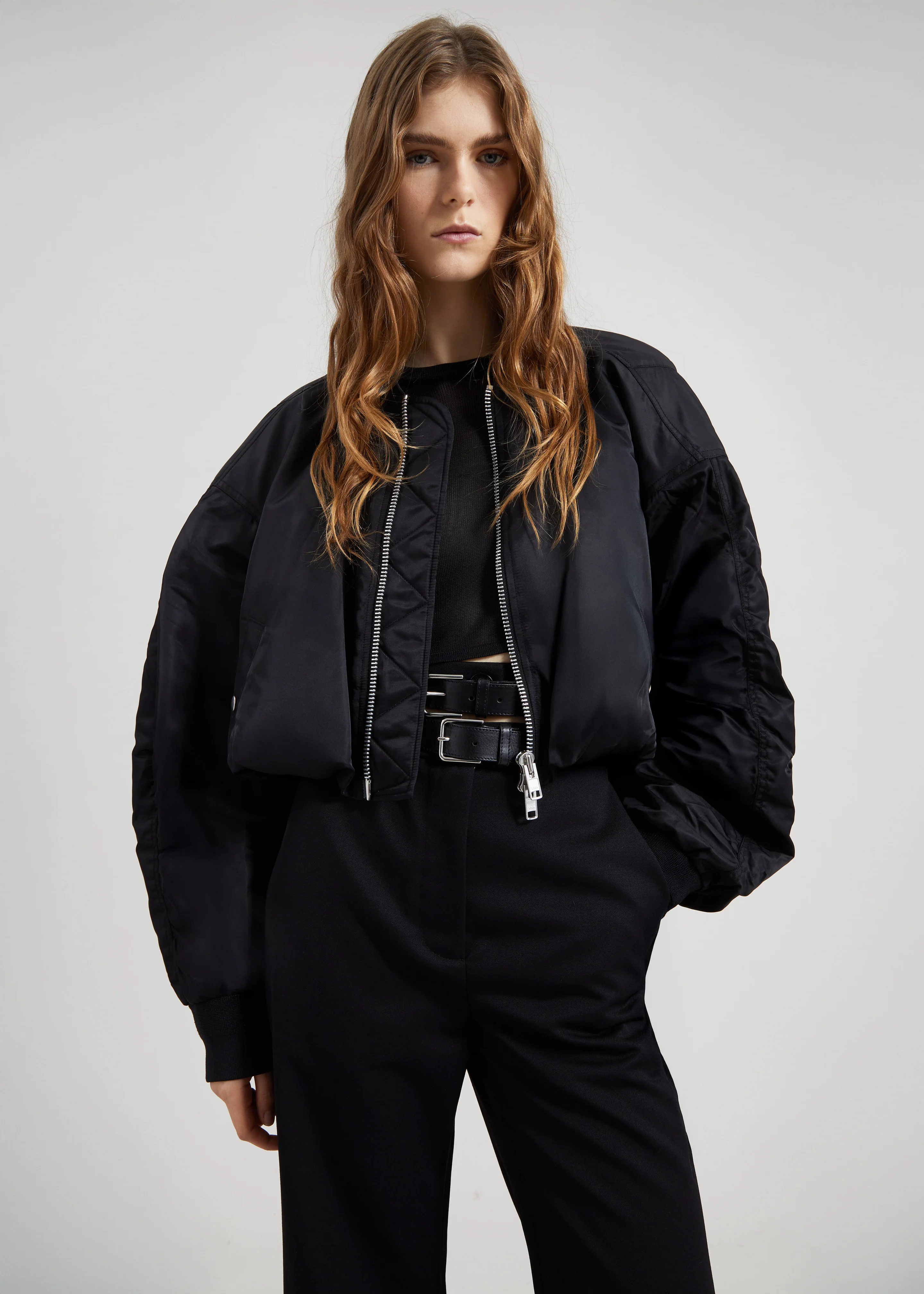 Skagen Cropped Trapeze Bomber Jacket - Black - Image 7