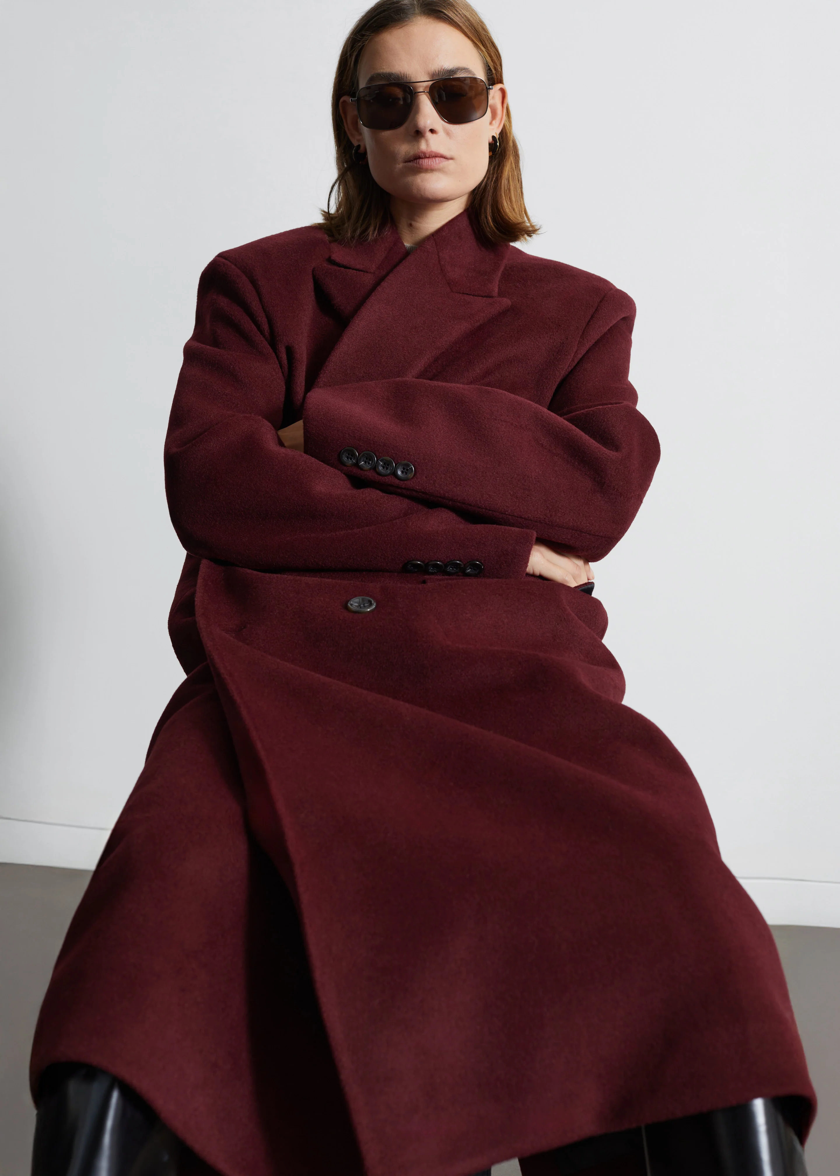 Skaila Double-Breasted Coat - Burgundy - Image 5