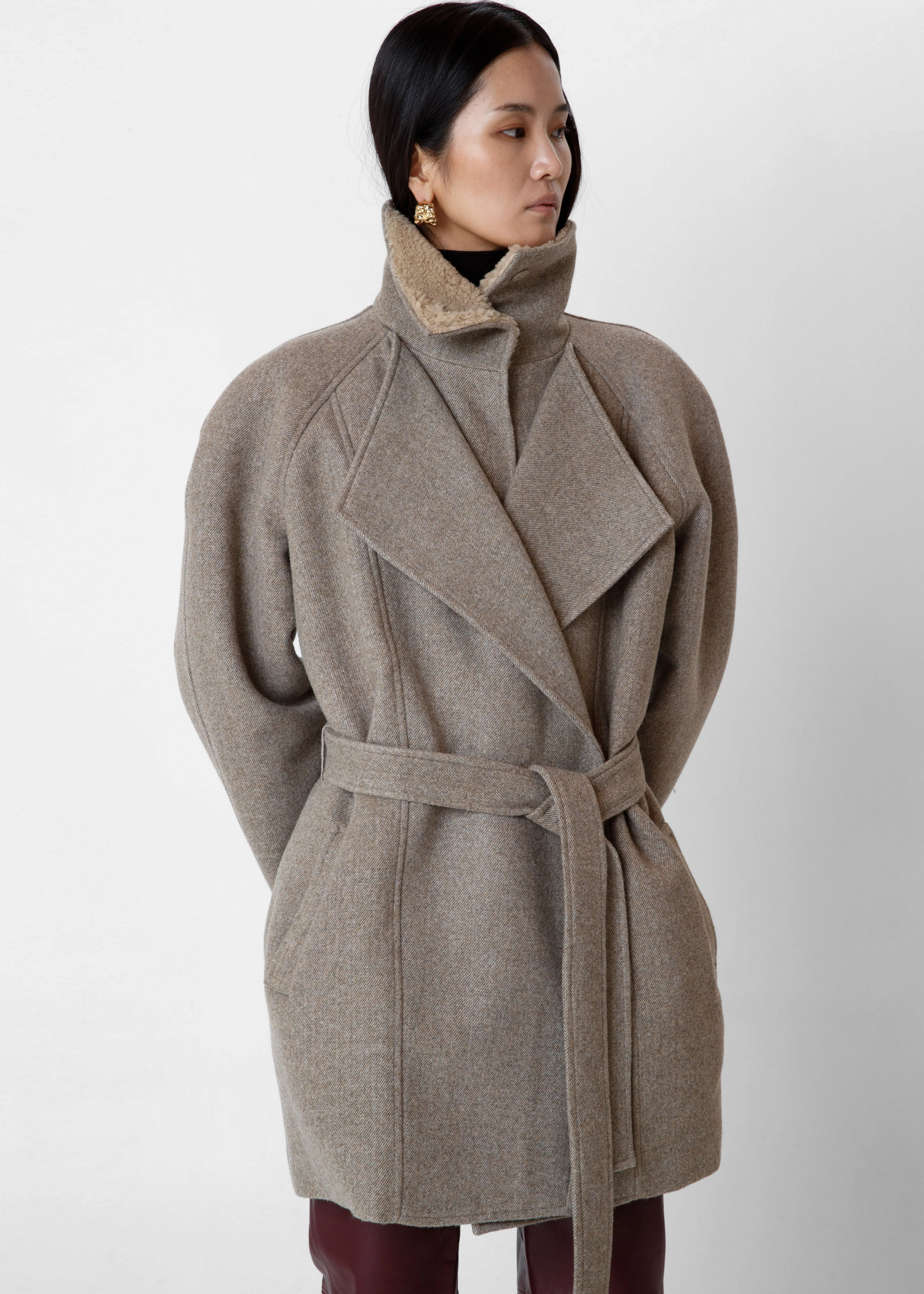 Skive Padded Short Coat - Beige Melange - Image 2