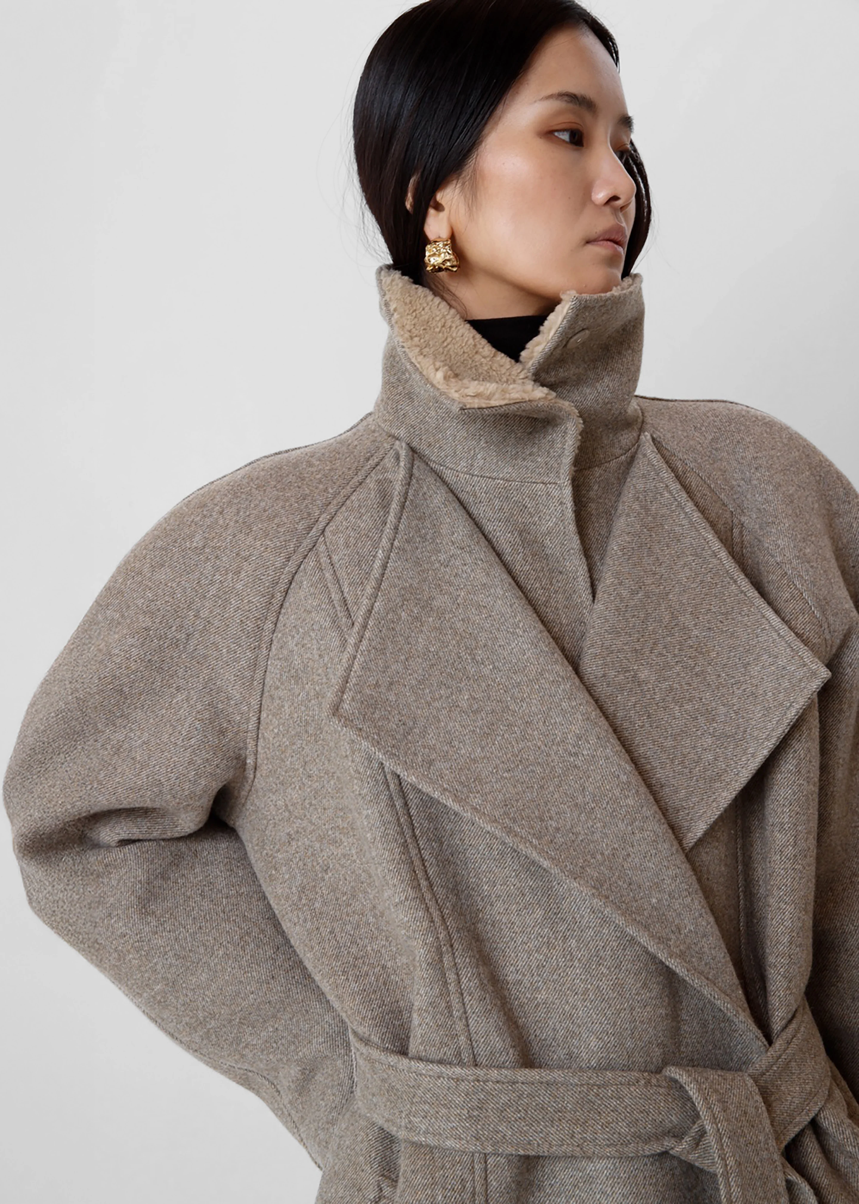Skive Padded Short Coat - Beige Melange - Image 3