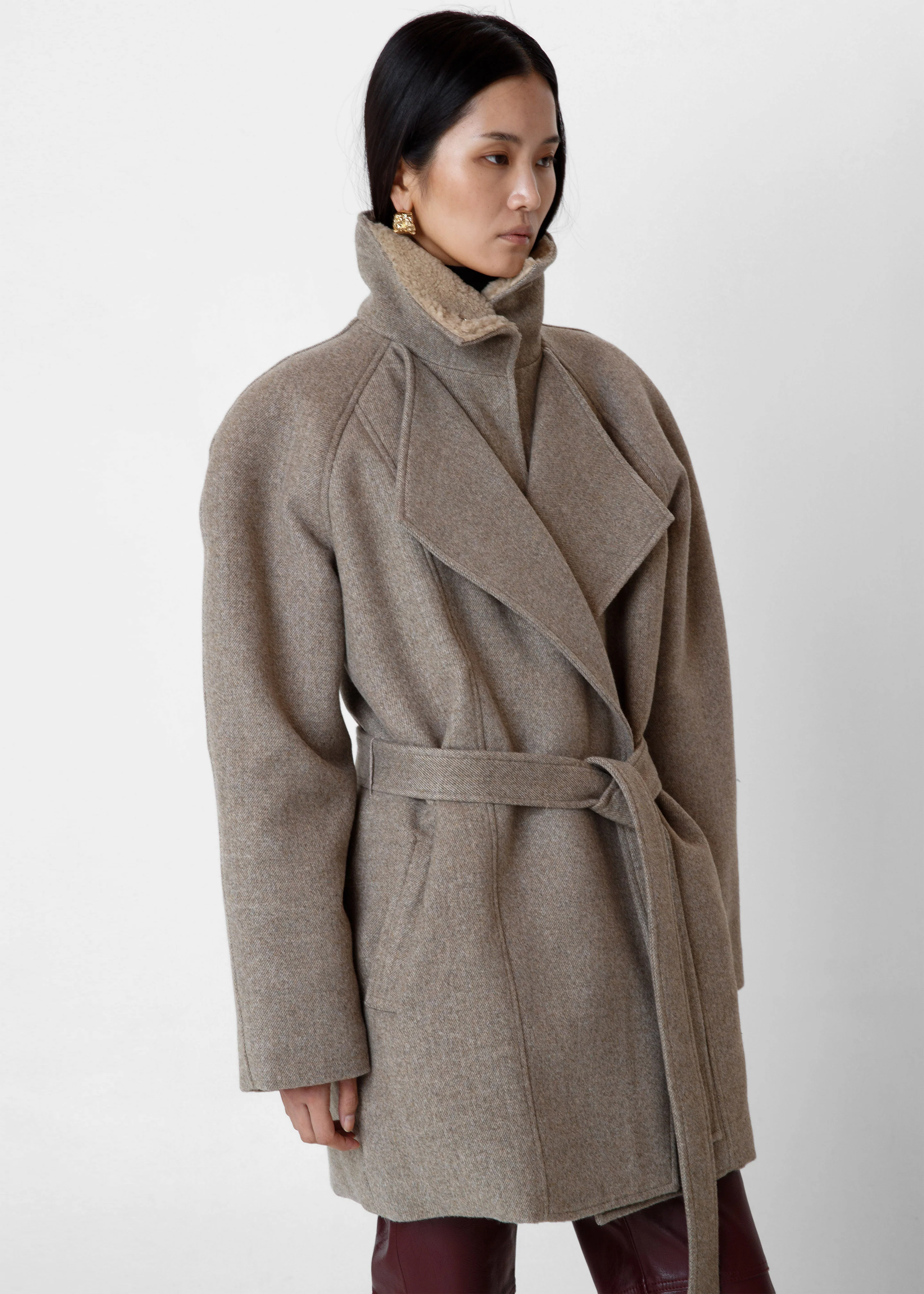 Skive Padded Short Coat - Beige Melange - Image 5