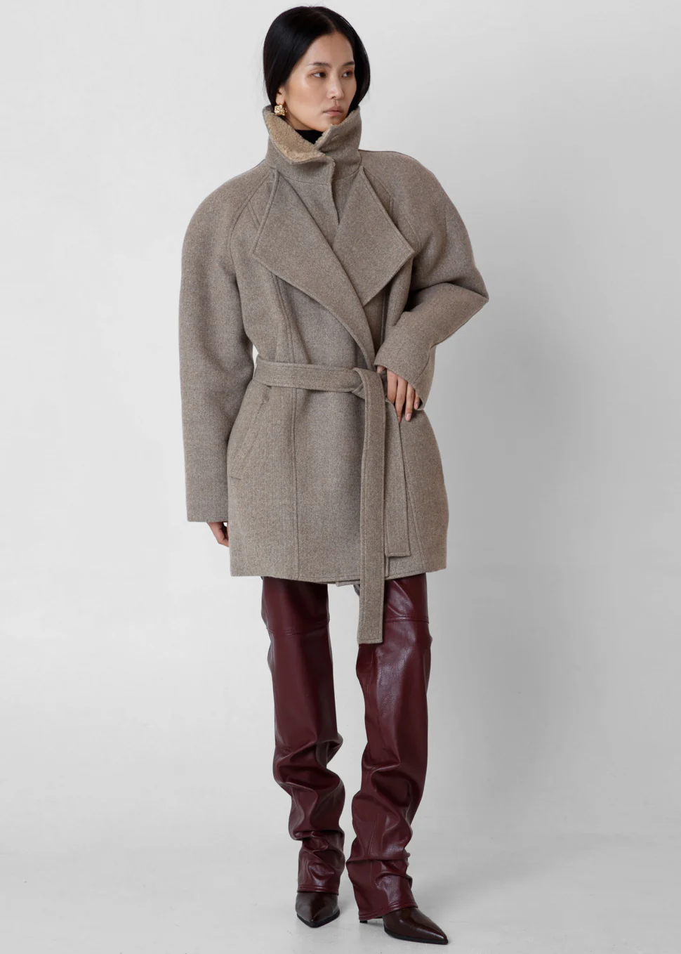 Skive Padded Short Coat - Beige Melange - Image 7