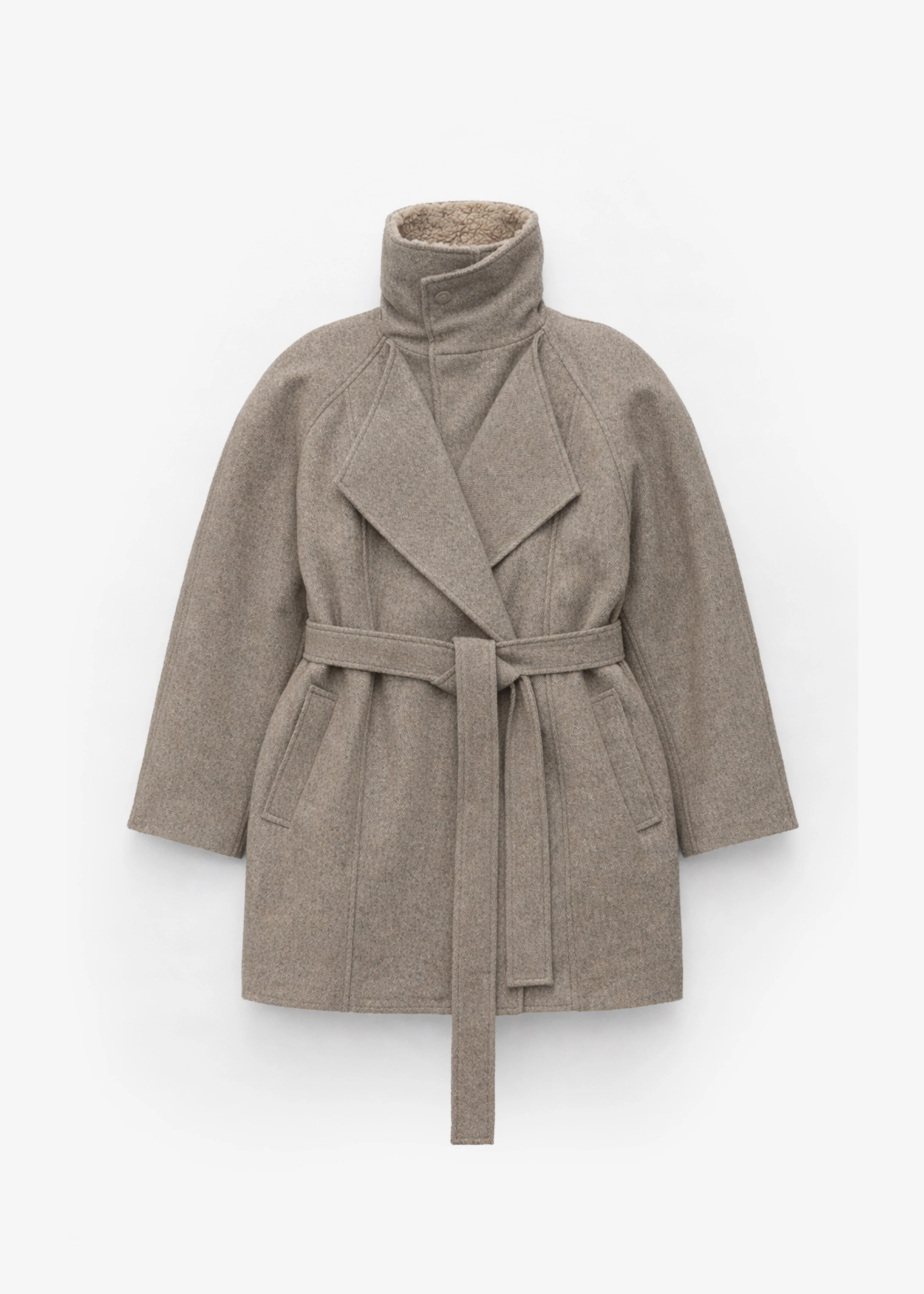 Skive Padded Short Coat - Beige Melange - Image 9