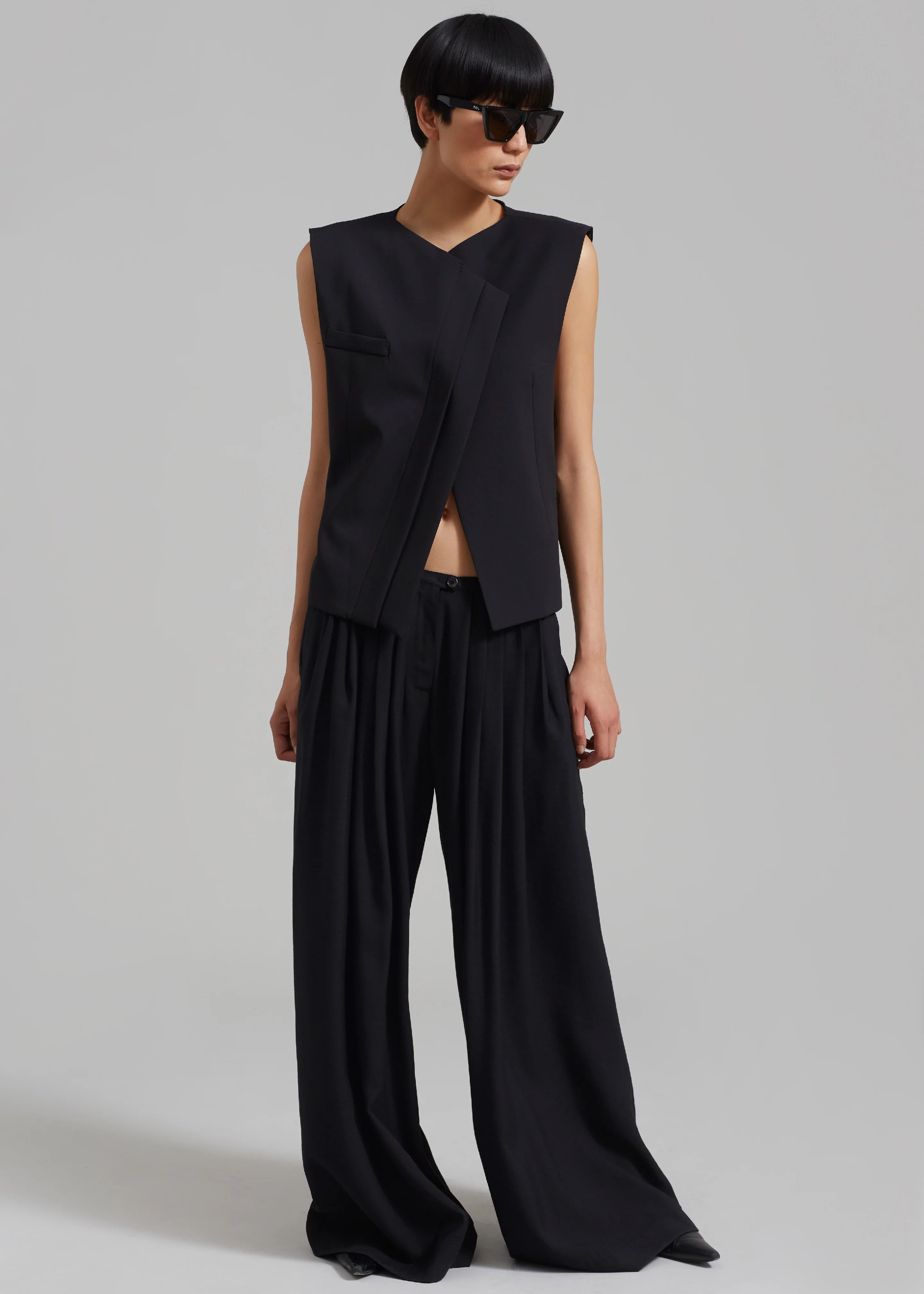 Sloane Wide Leg Trousers - Black - Image 5