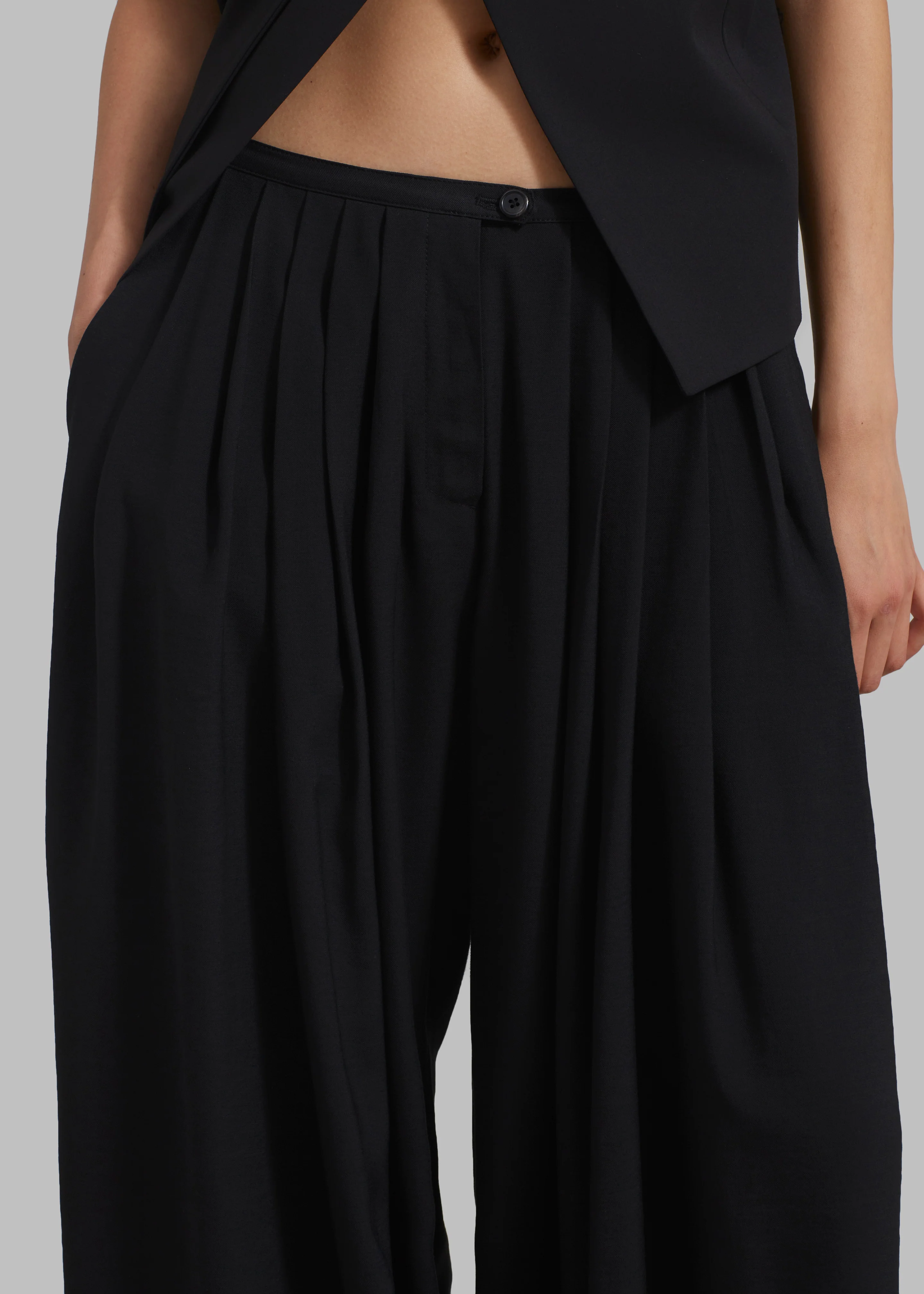 Sloane Wide Leg Trousers - Black - Image 6