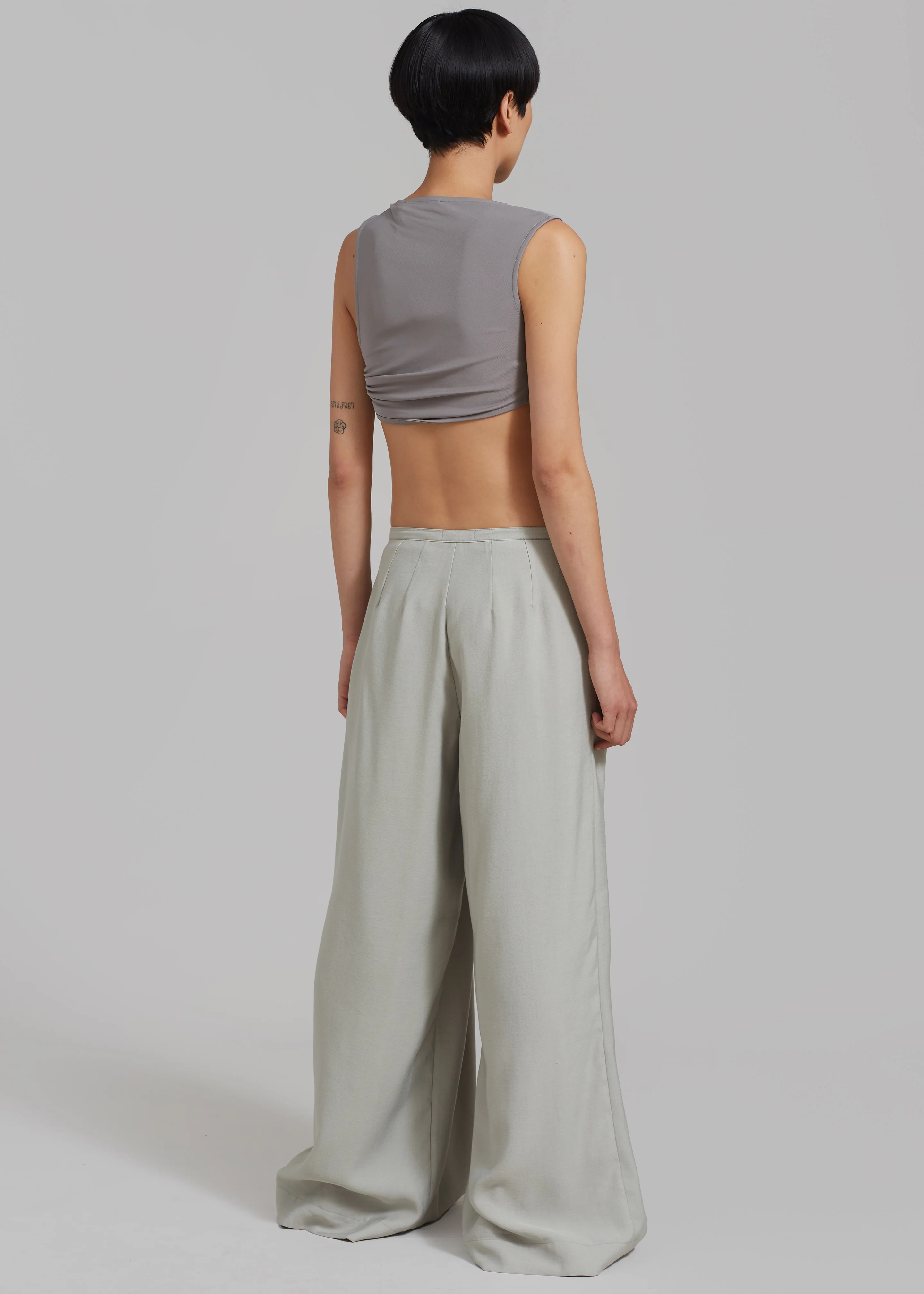 Sloane Wide Leg Trousers - Grey - Image 13