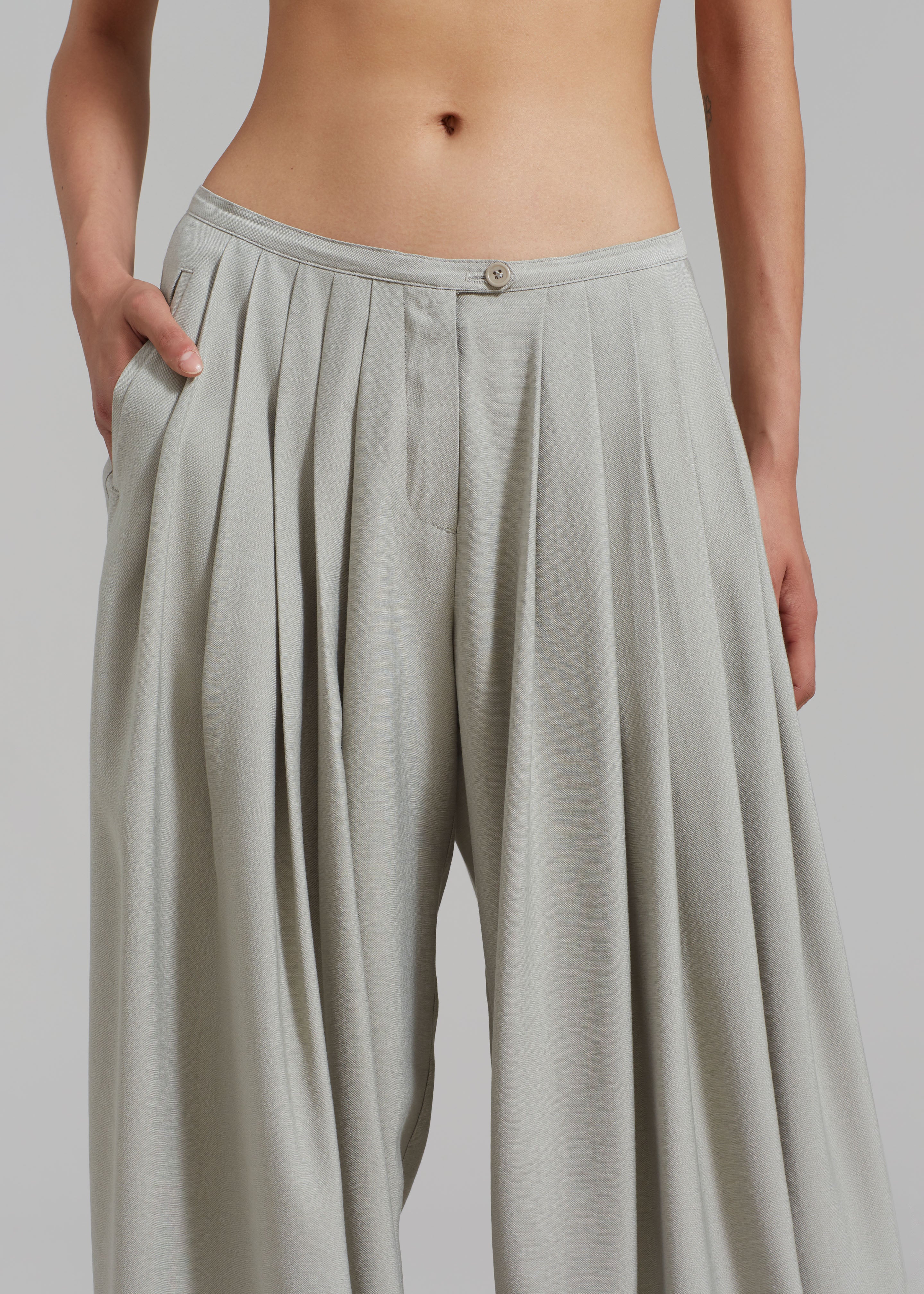 Sloane Wide Leg Trousers - Grey - Image 8