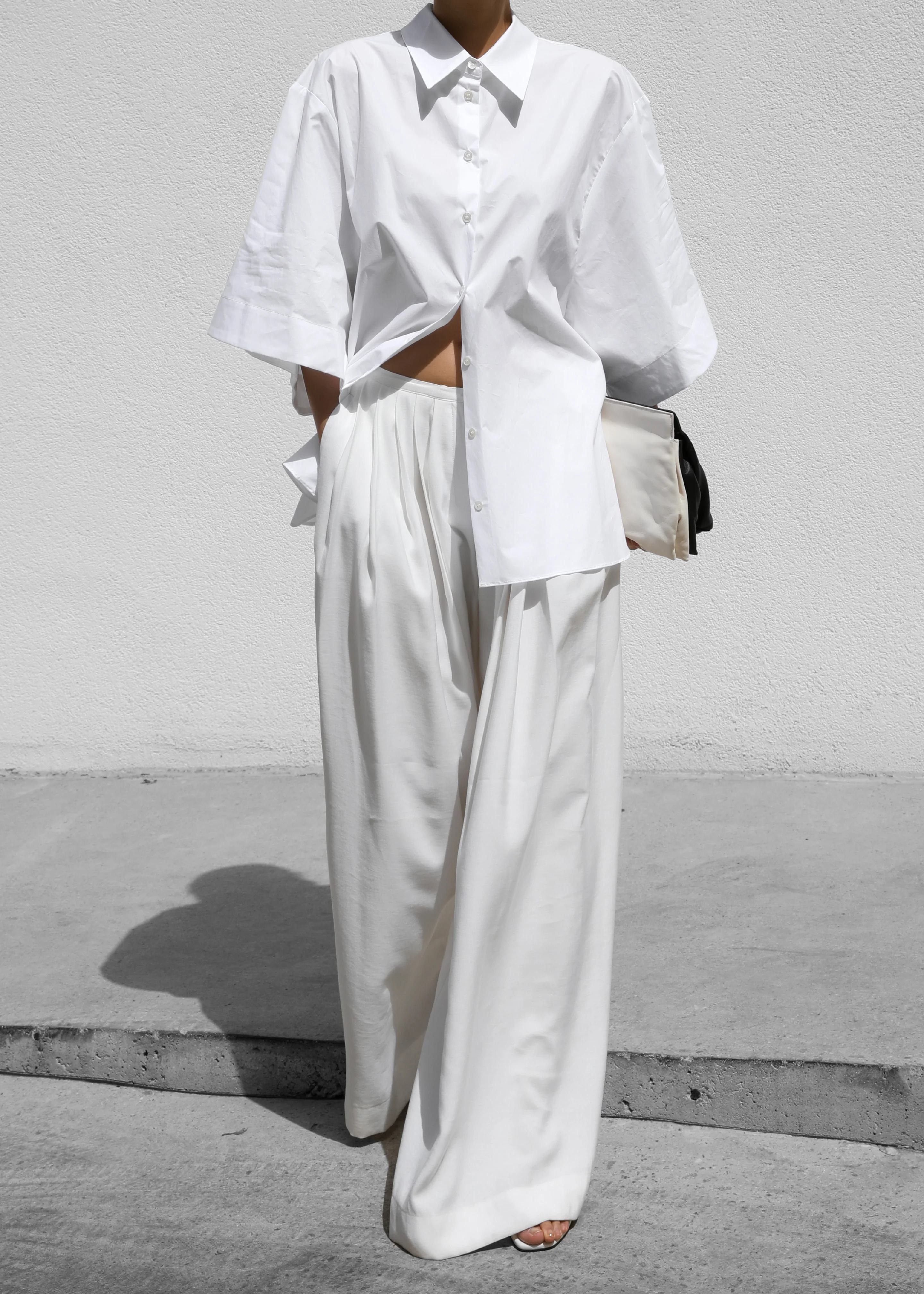 Sloane Wide Leg Trousers - White - Image 19