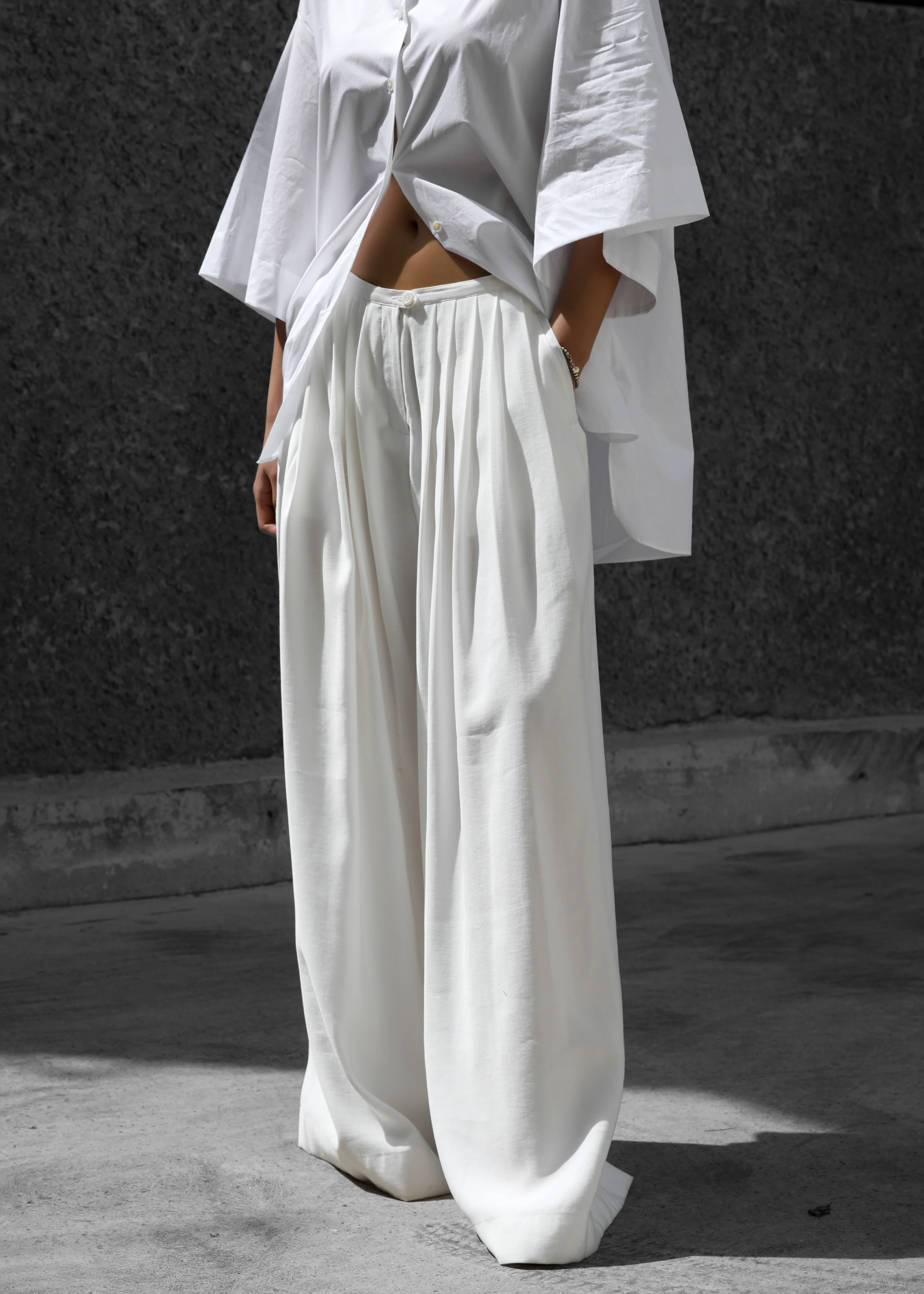 Sloane Wide Leg Trousers - White - Image 2