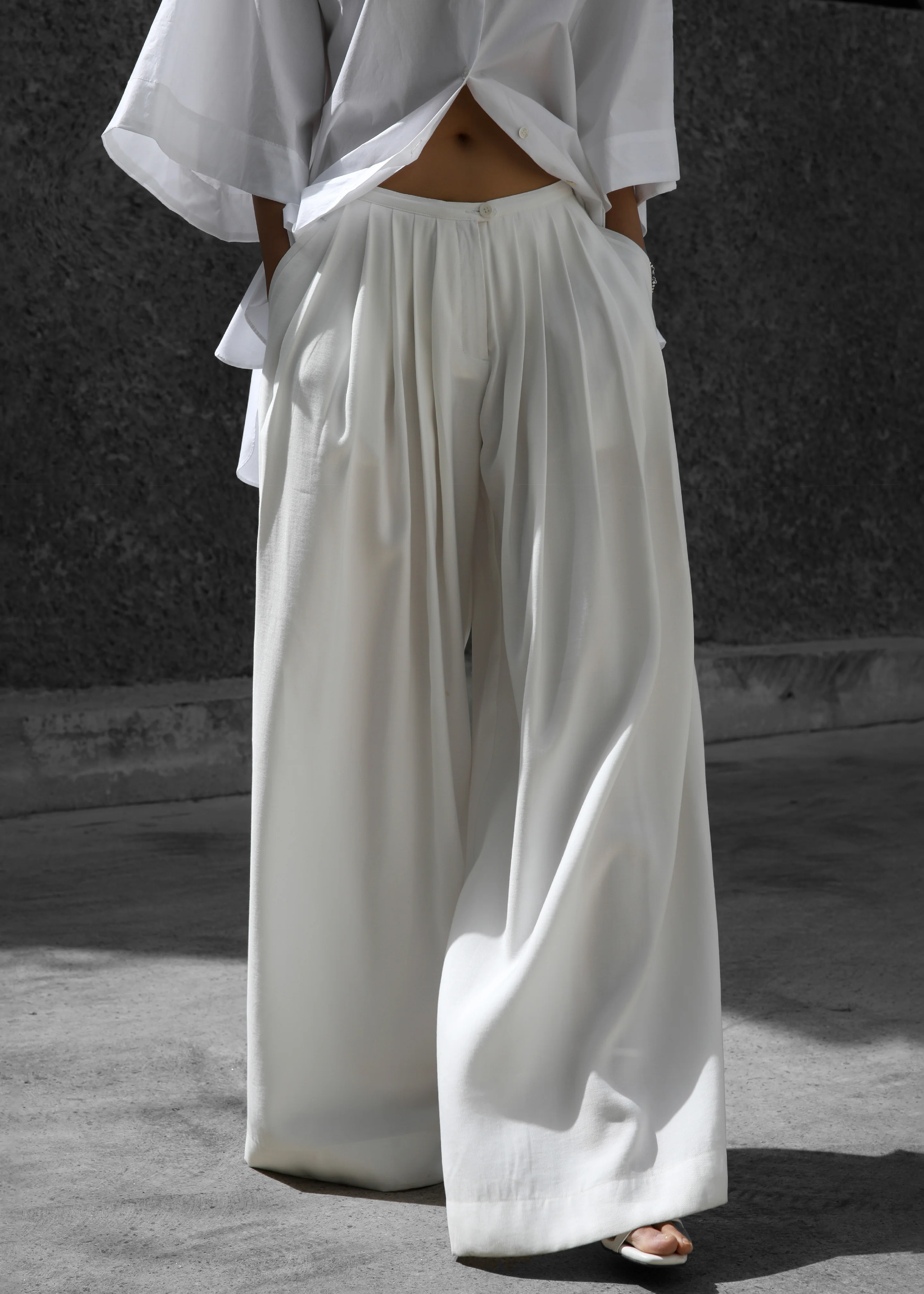 Sloane Wide Leg Trousers - White - Image 20