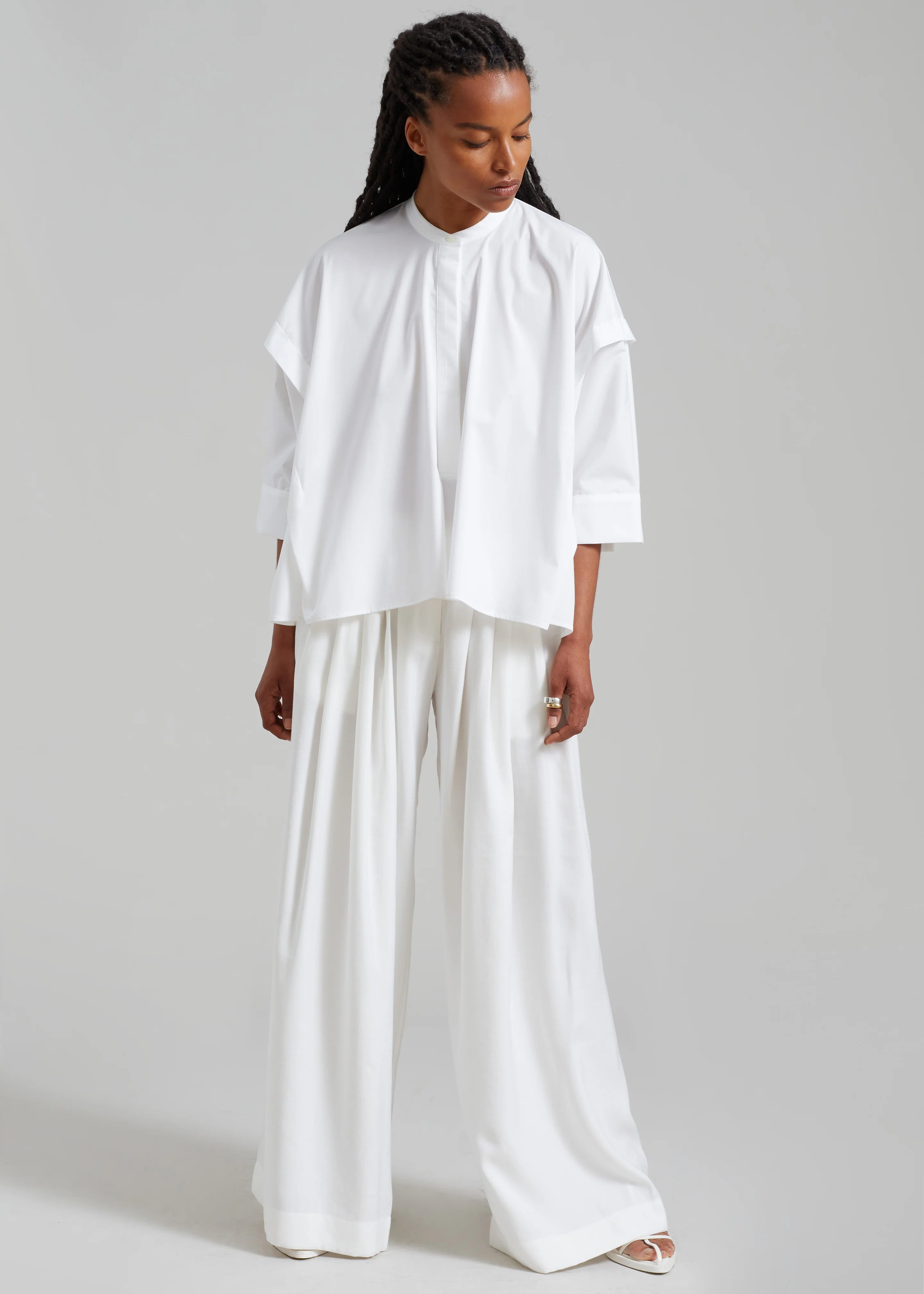 Sloane Wide Leg Trousers - White - Image 6