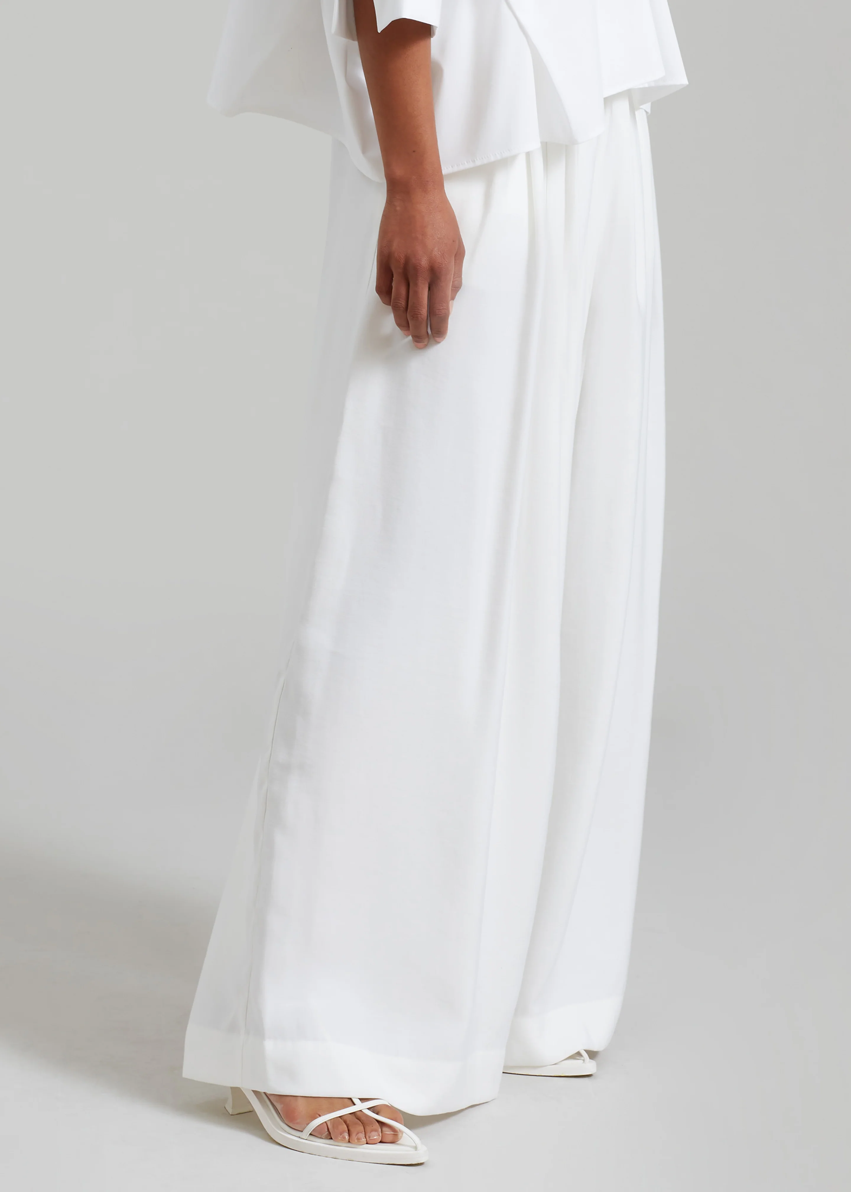 Sloane Wide Leg Trousers - White - Image 7