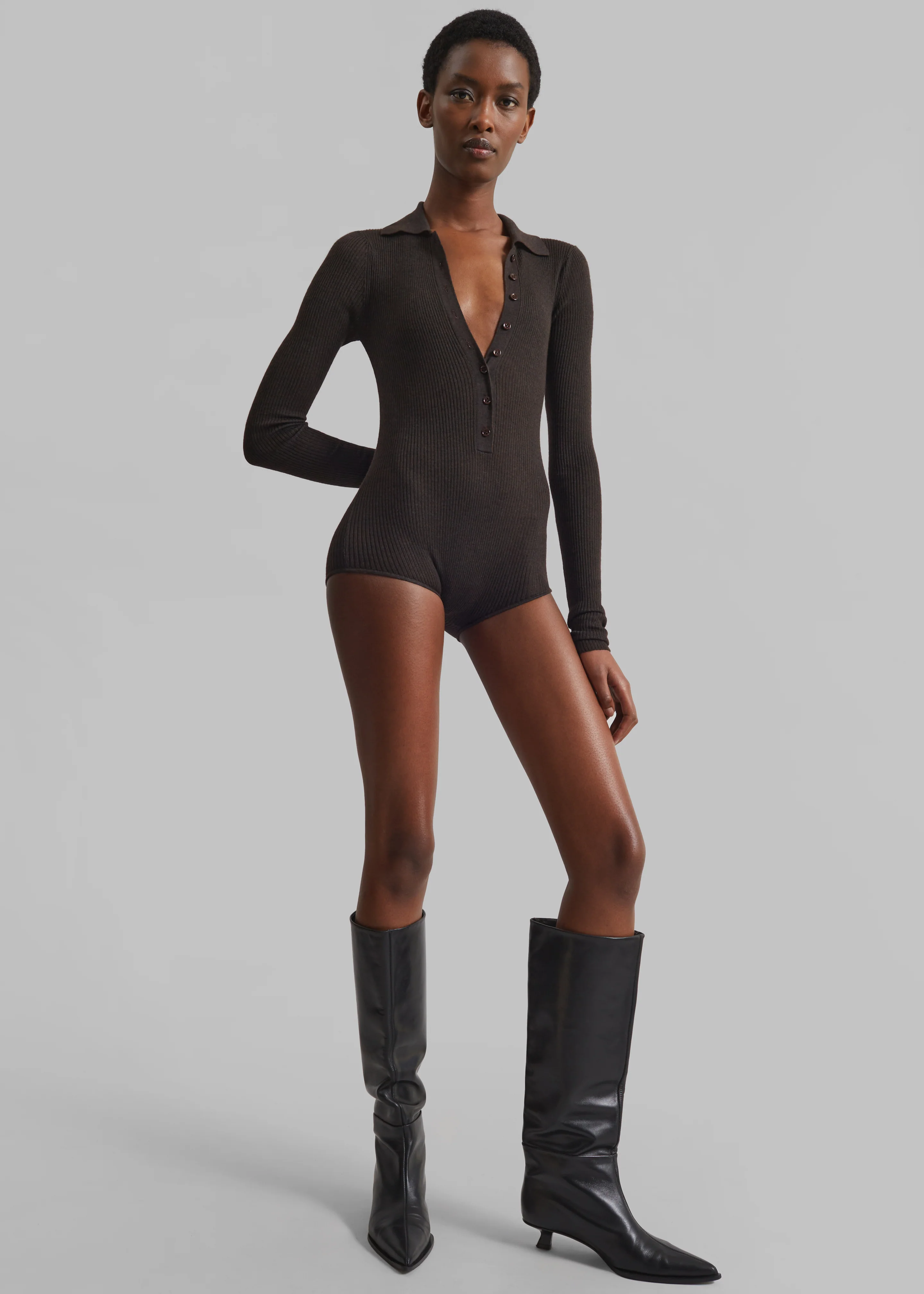 Solana Polo Bodysuit - Brown - Image 4