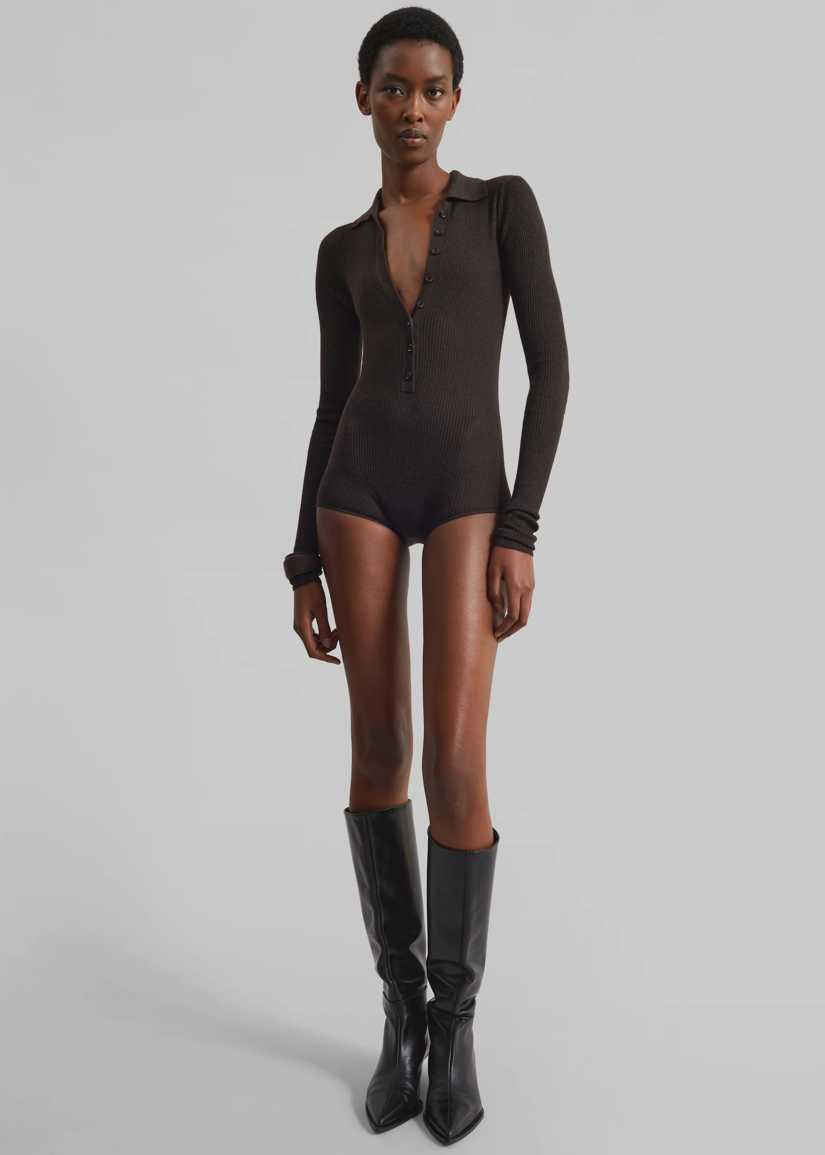 Solana Polo Bodysuit - Brown - Image 7