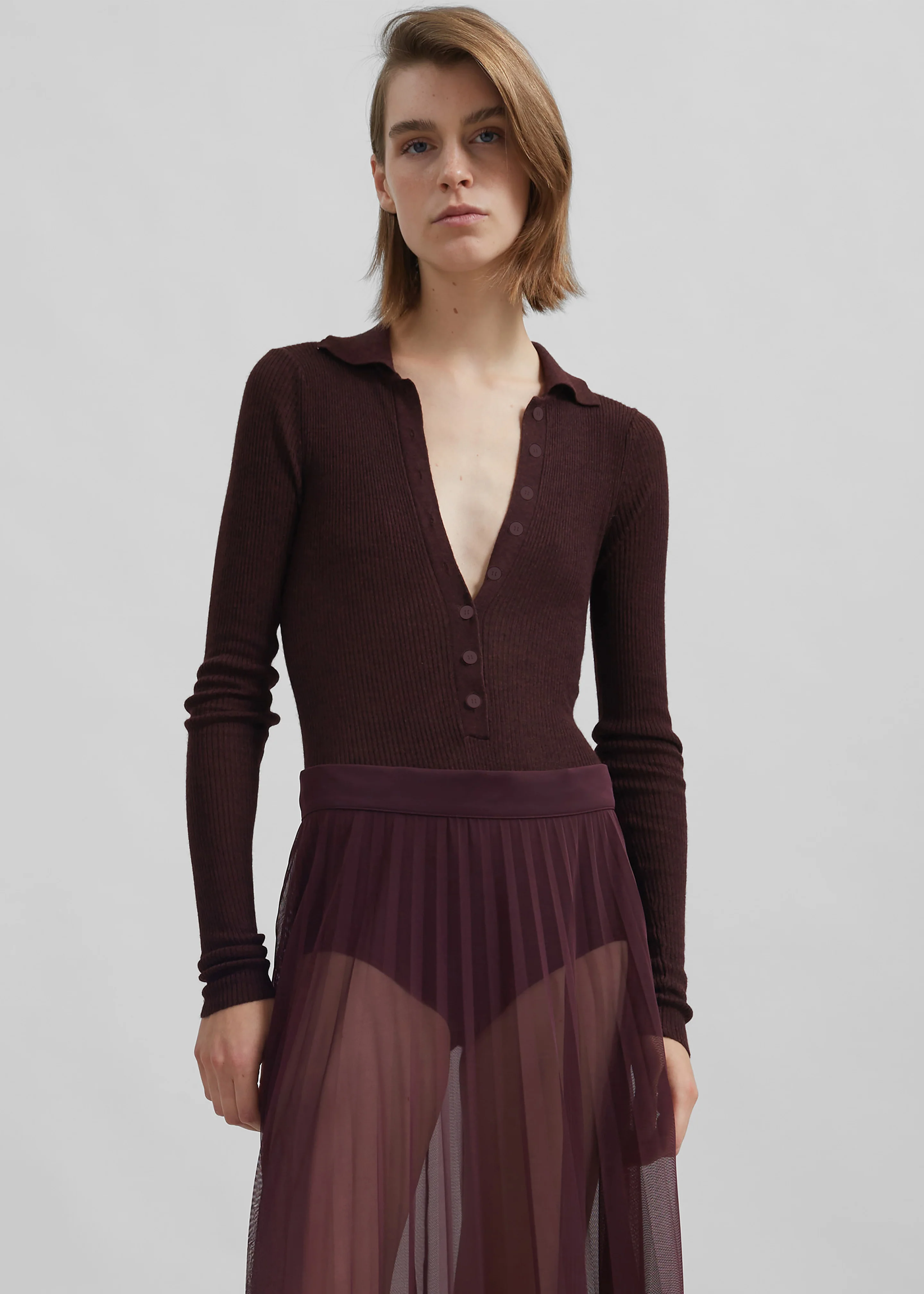 Solana Polo Bodysuit - Burgundy - Image 5