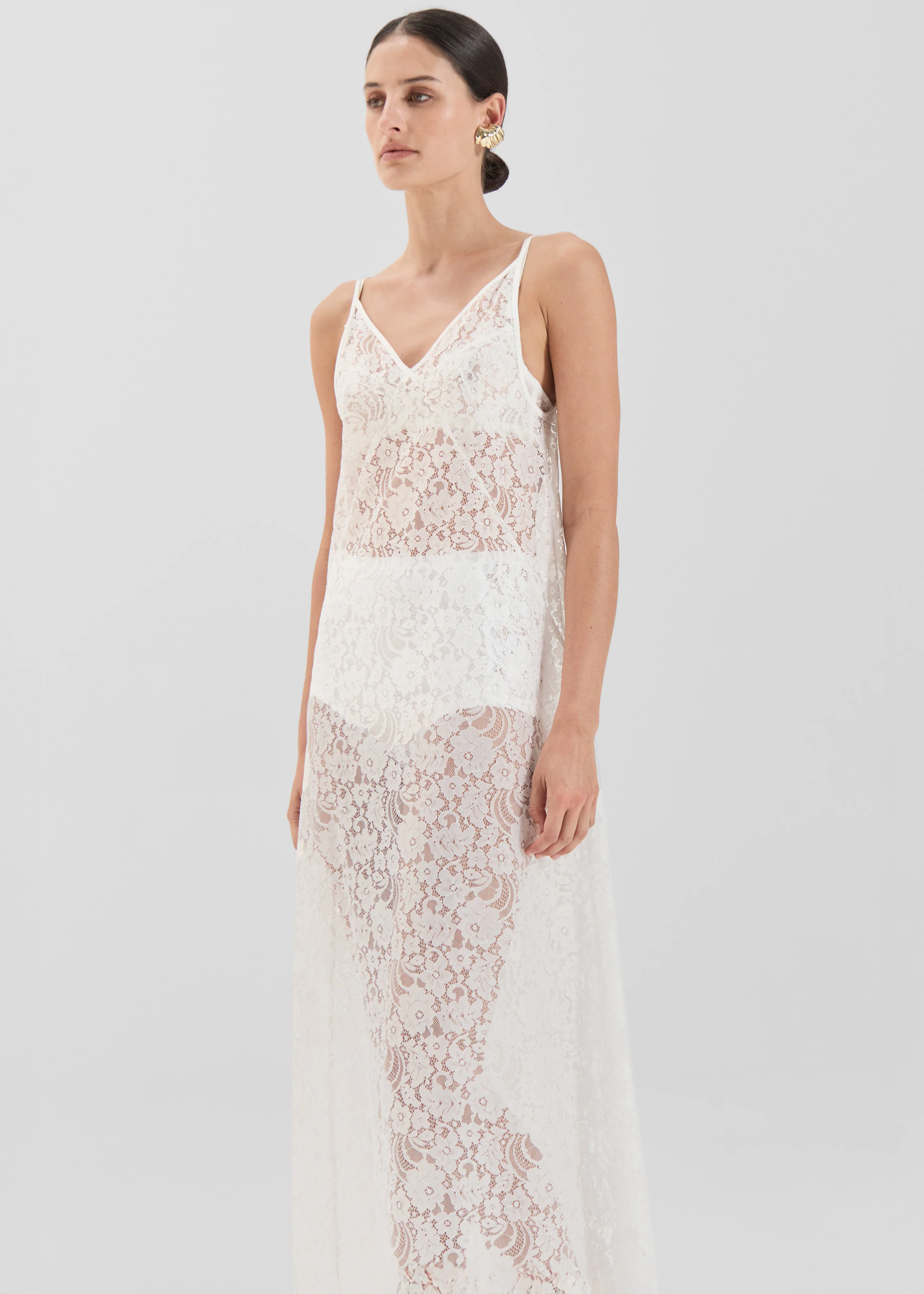 Solaqua Georgette Lace Dress - White - Image 4