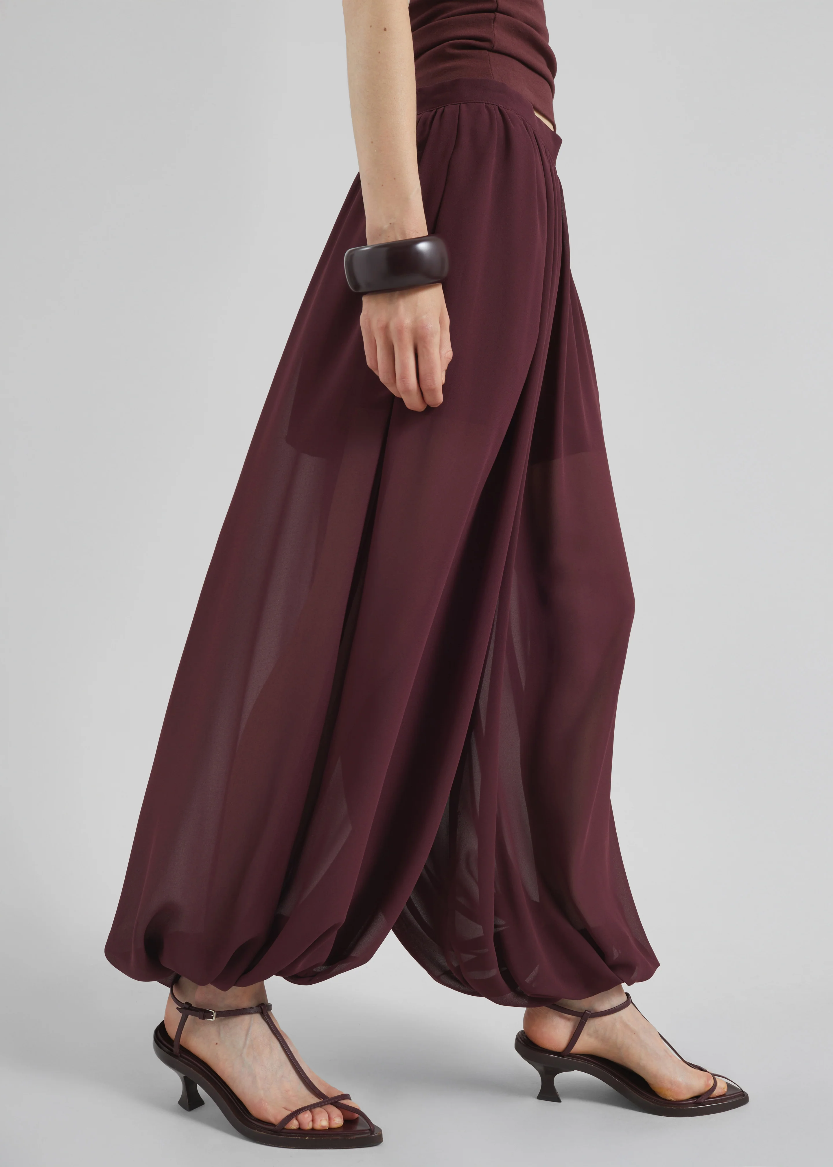 Solrae Fluid Balloon Pants - Burgundy - Image 4