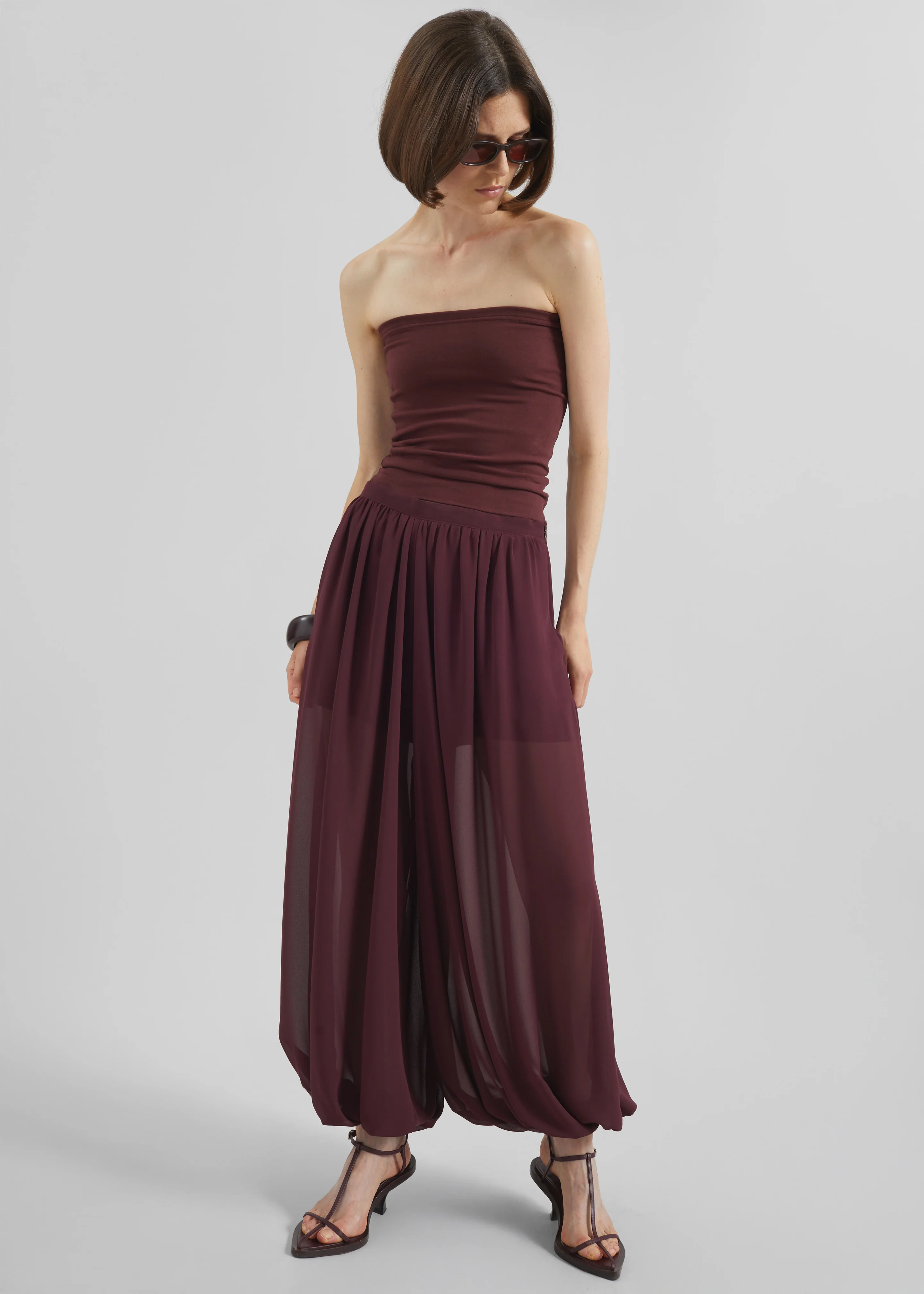 Solrae Tube Top - Burgundy - Image 3
