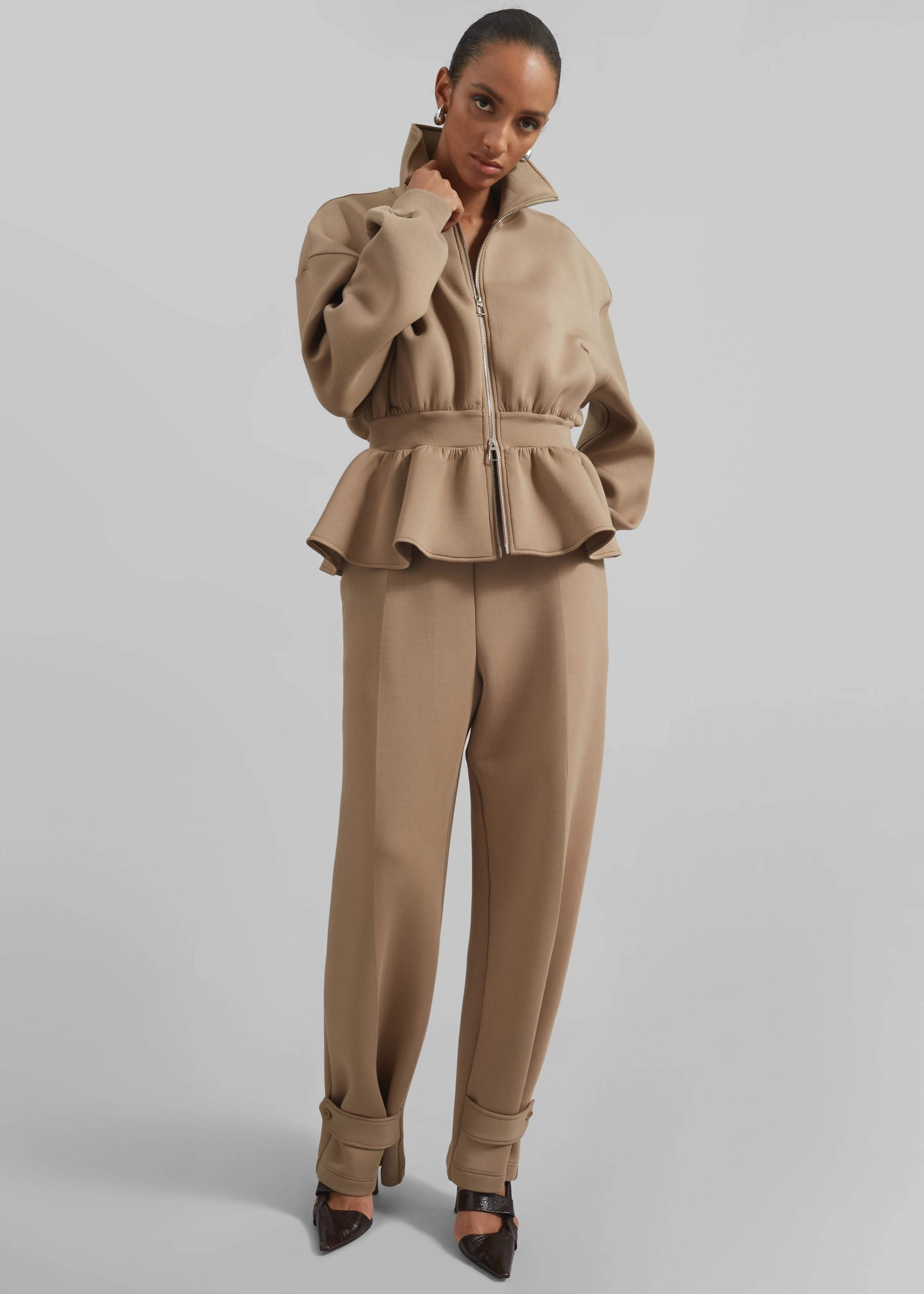 Sorelle Peplum Jacket - Camel - Image 2