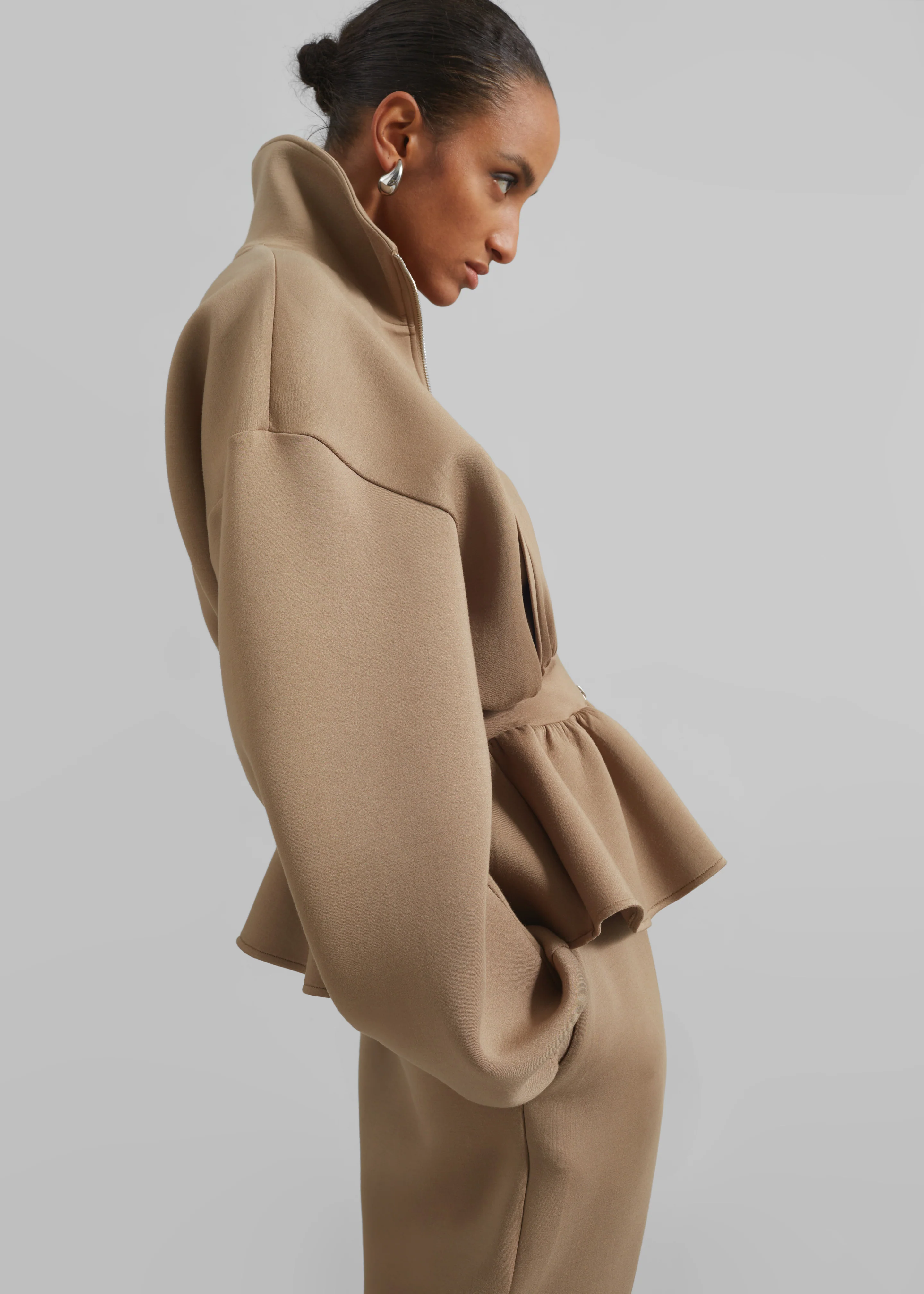Sorelle Peplum Jacket - Camel - Image 3